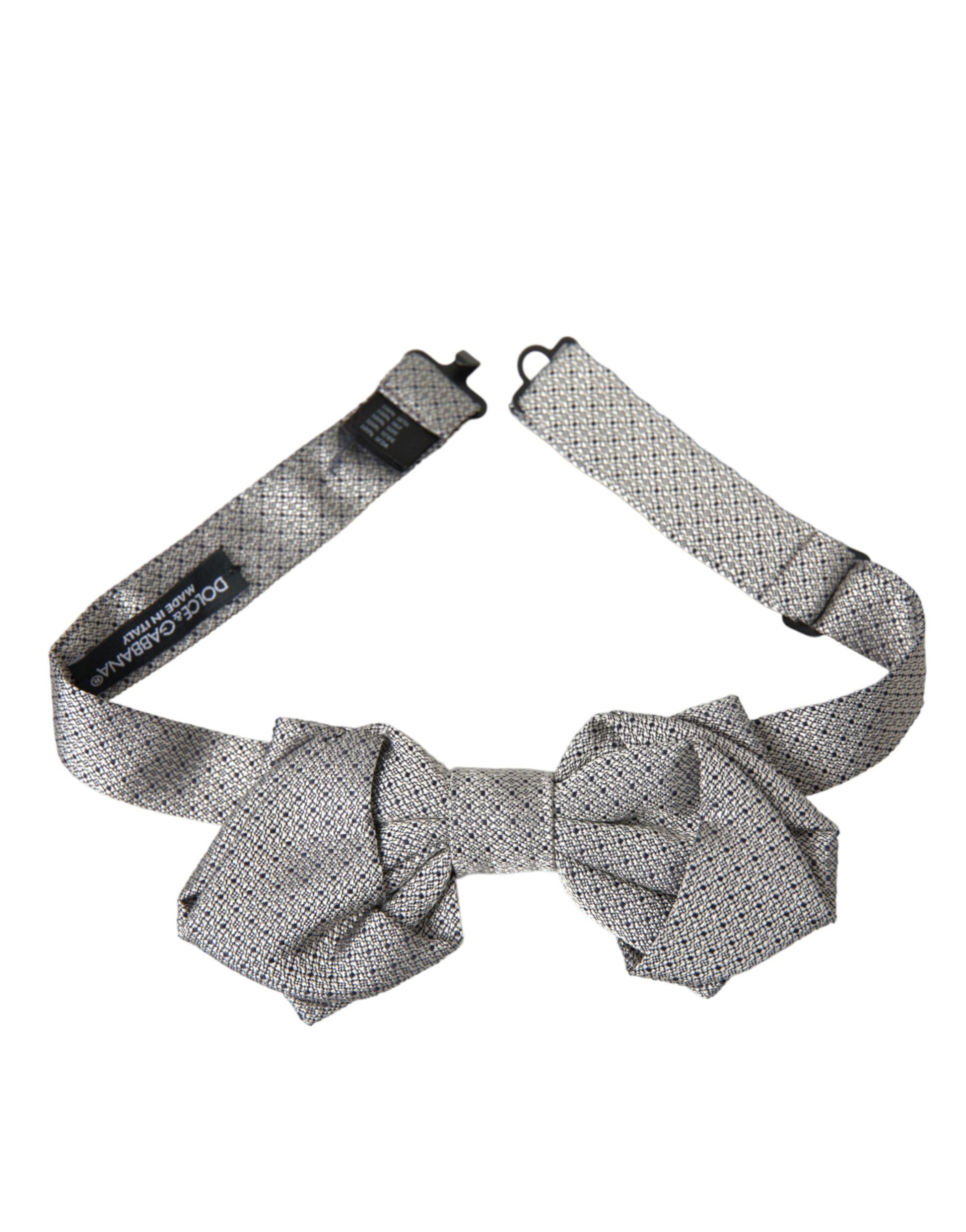 Dolce & Gabbana Gray Silk Adjustable Neck Men Bow Tie Dolce & Gabbana