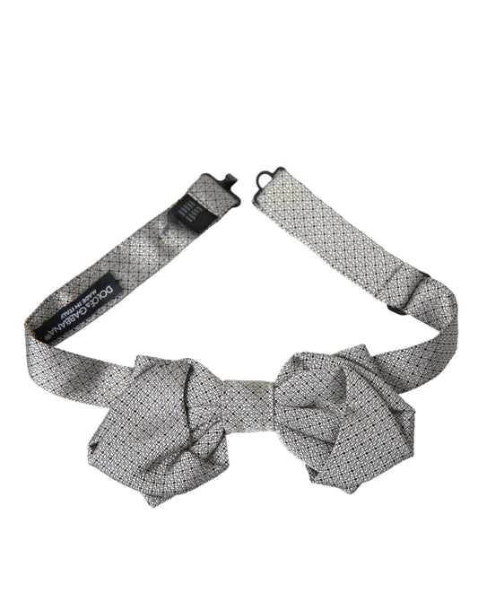 Dolce & Gabbana Gray Silk Adjustable Neck Men Bow Tie Dolce & Gabbana