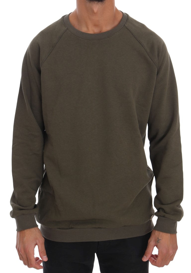 Daniele Alessandrini Green Crewneck Cotton Sweater Daniele Alessandrini