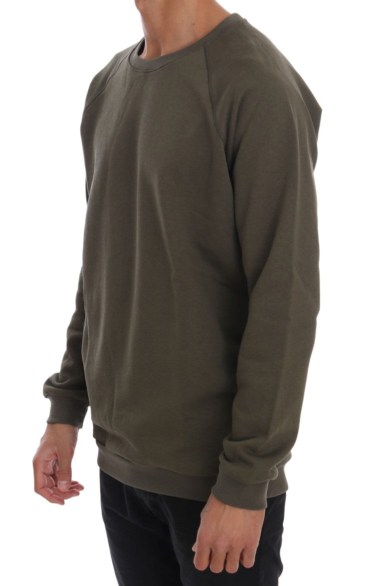 Daniele Alessandrini Green Crewneck Cotton Sweater Daniele Alessandrini