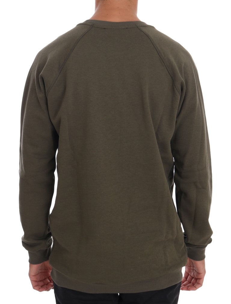 Daniele Alessandrini Green Crewneck Cotton Sweater Daniele Alessandrini