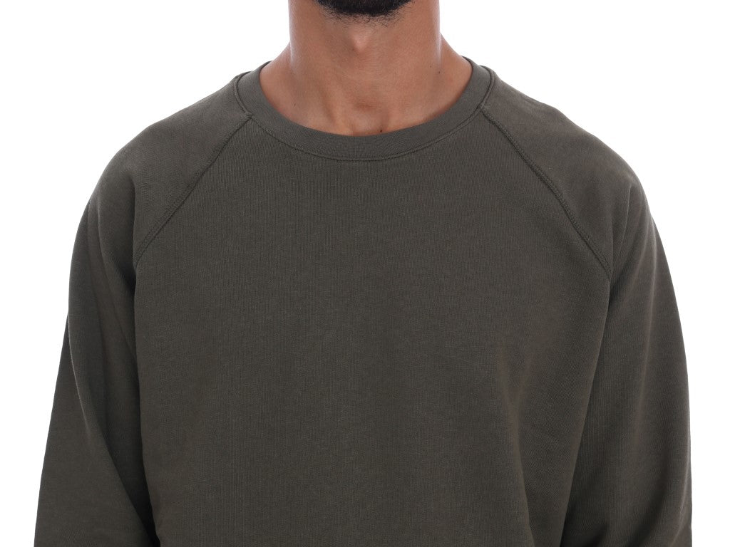 Daniele Alessandrini Green Crewneck Cotton Sweater Daniele Alessandrini