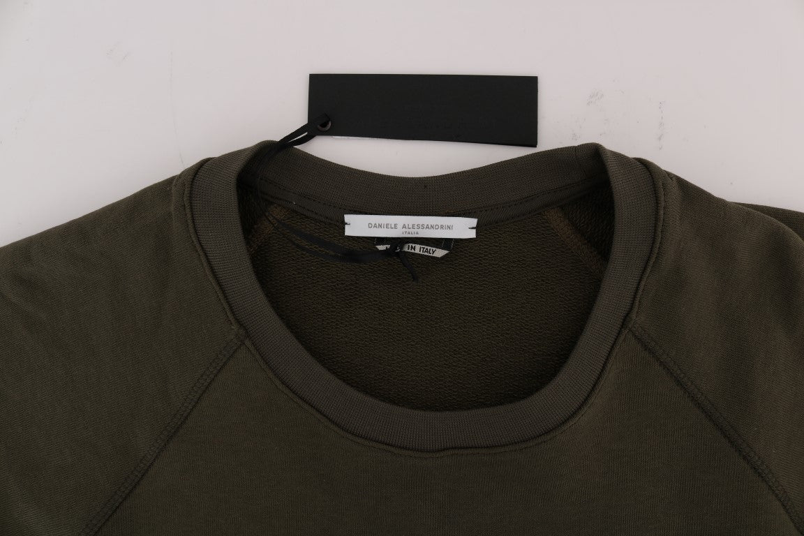 Daniele Alessandrini Green Crewneck Cotton Sweater Daniele Alessandrini
