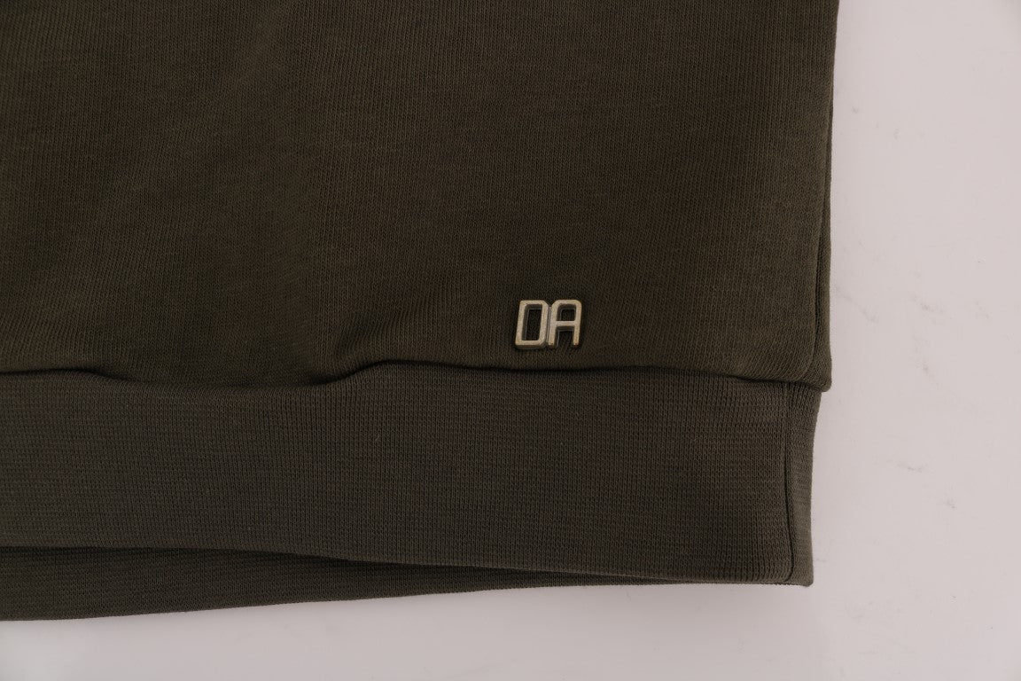 Daniele Alessandrini Green Crewneck Cotton Sweater Daniele Alessandrini