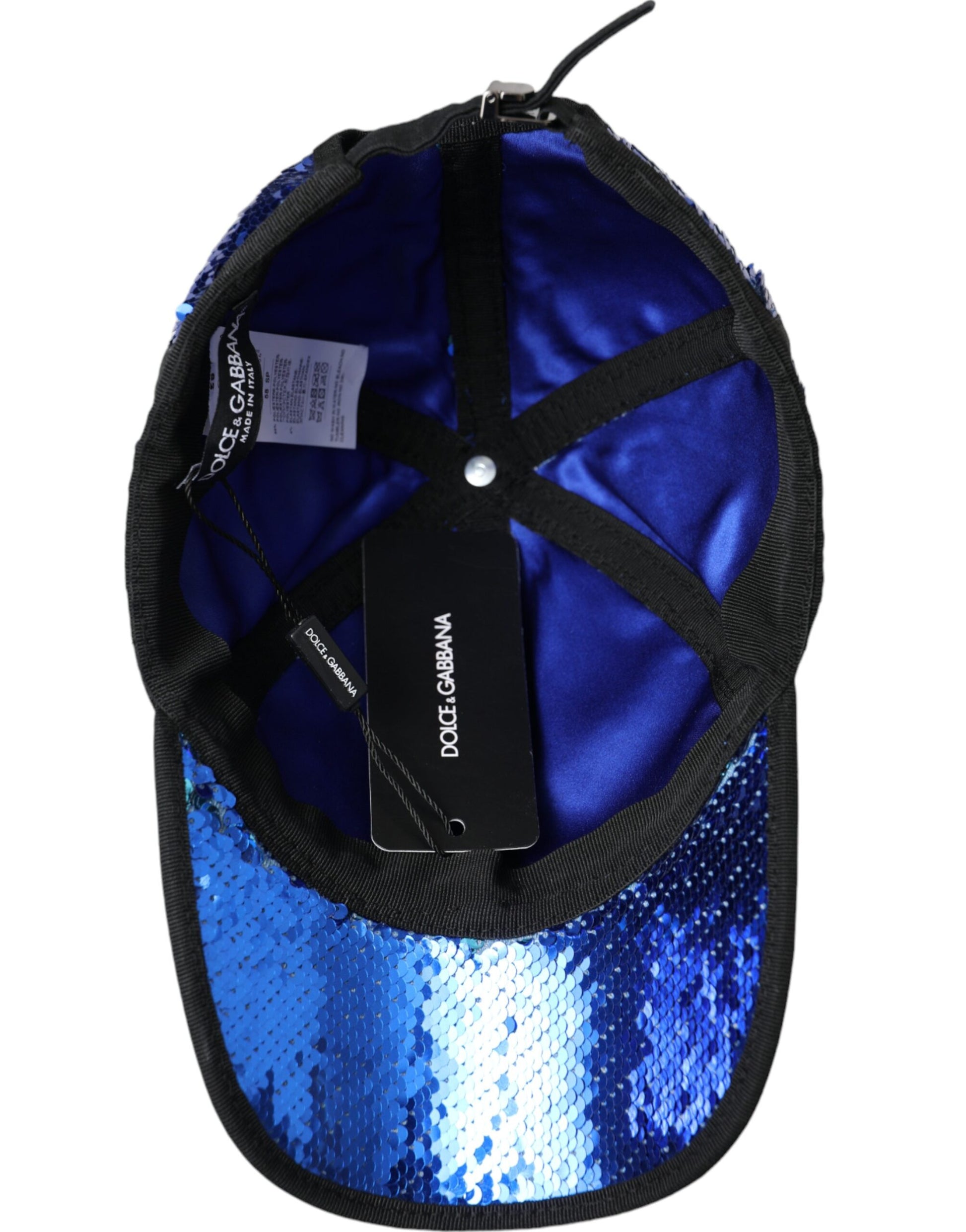 Dolce & Gabbana Royal Blue Sequin Baseball Hat Men Dolce & Gabbana