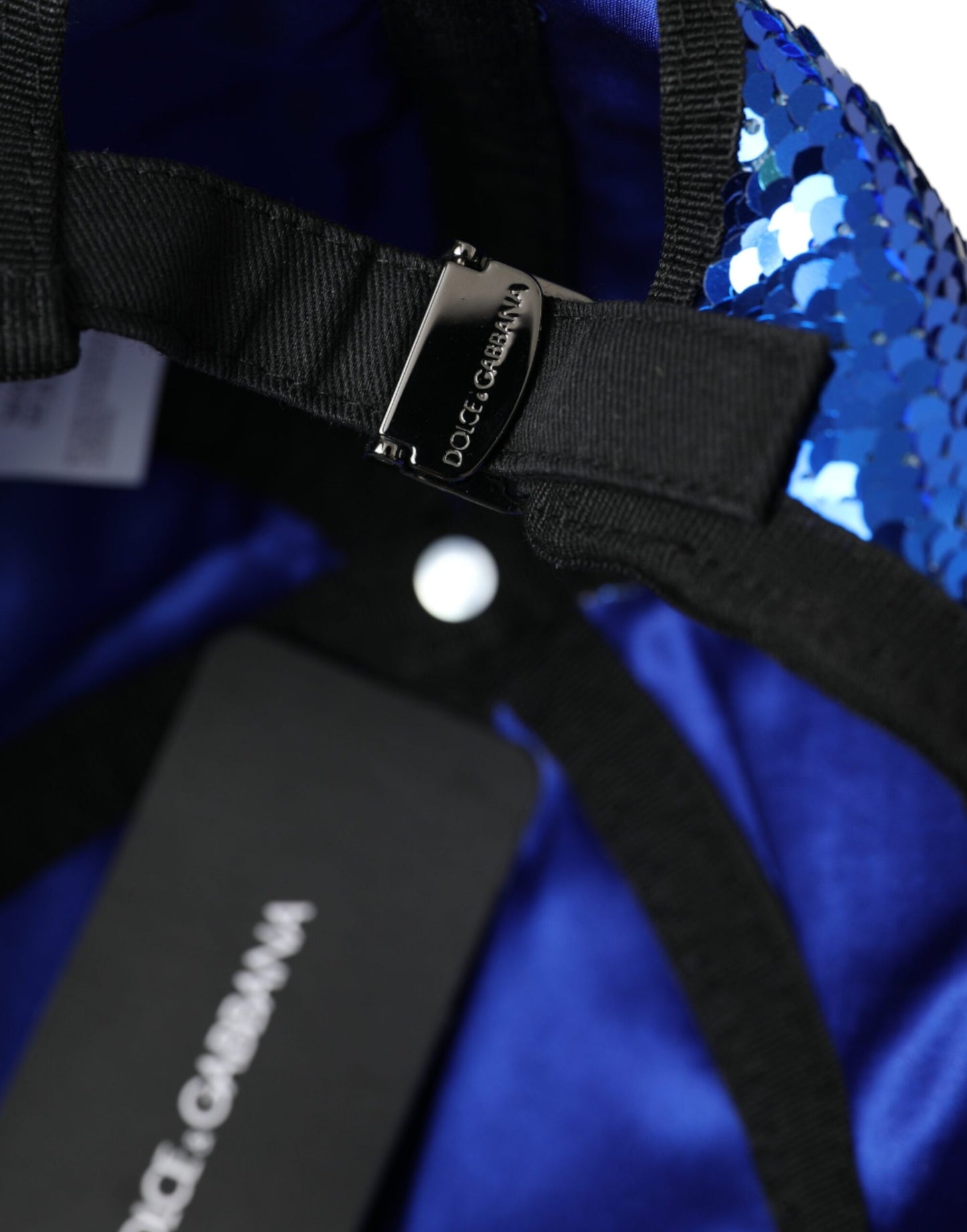 Dolce & Gabbana Royal Blue Sequin Baseball Hat Men Dolce & Gabbana
