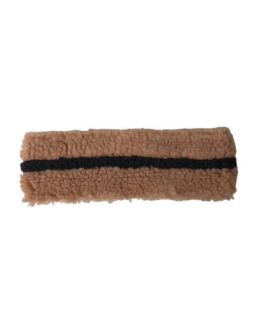 Dolce & Gabbana Brown Black Fleece Wool Head Band Hat Men Dolce & Gabbana