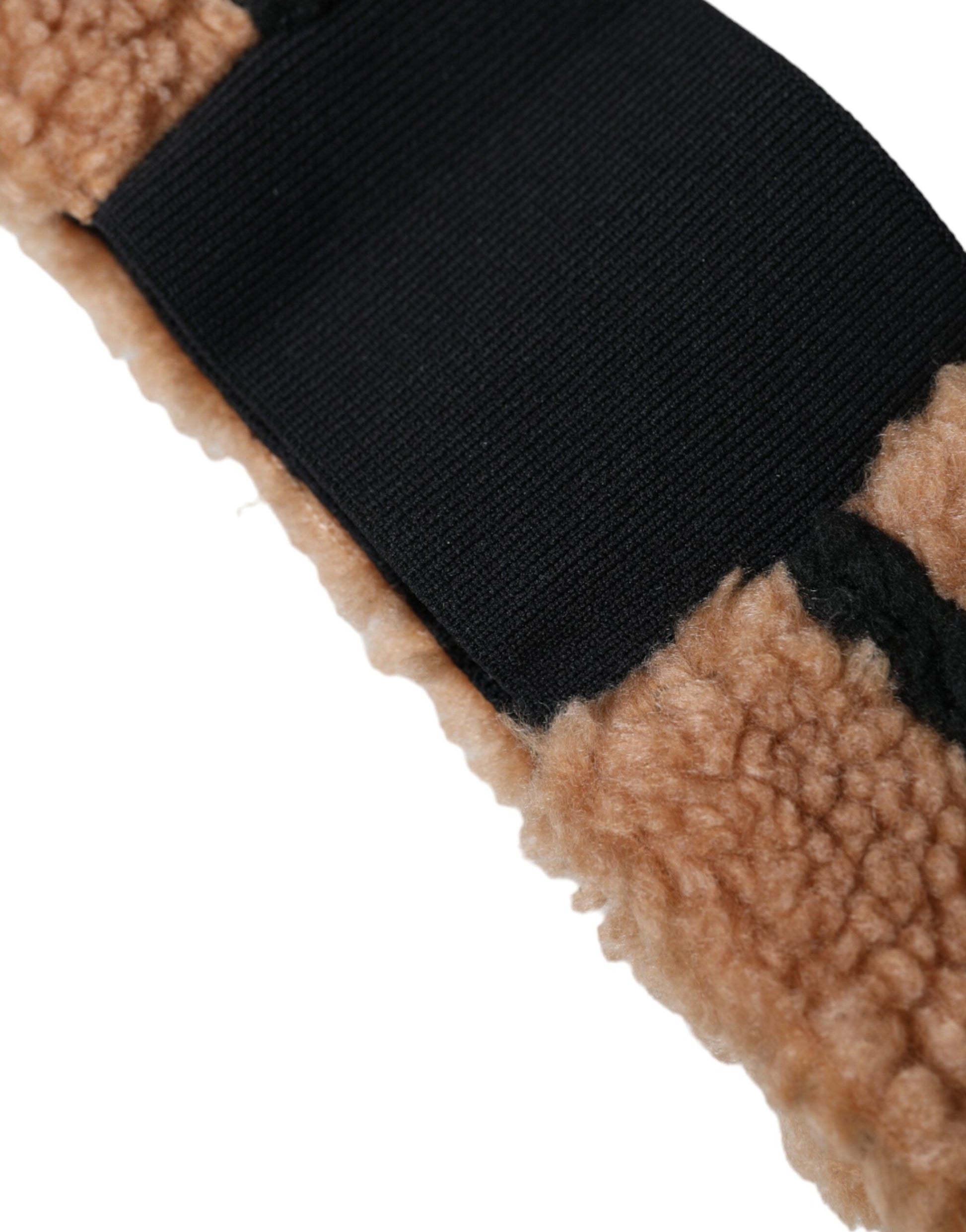 Dolce & Gabbana Brown Black Fleece Wool Head Band Hat Men Dolce & Gabbana