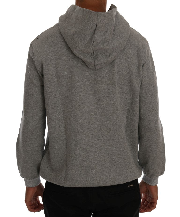 Daniele Alessandrini Gray Pullover Hodded Cotton Sweater Daniele Alessandrini