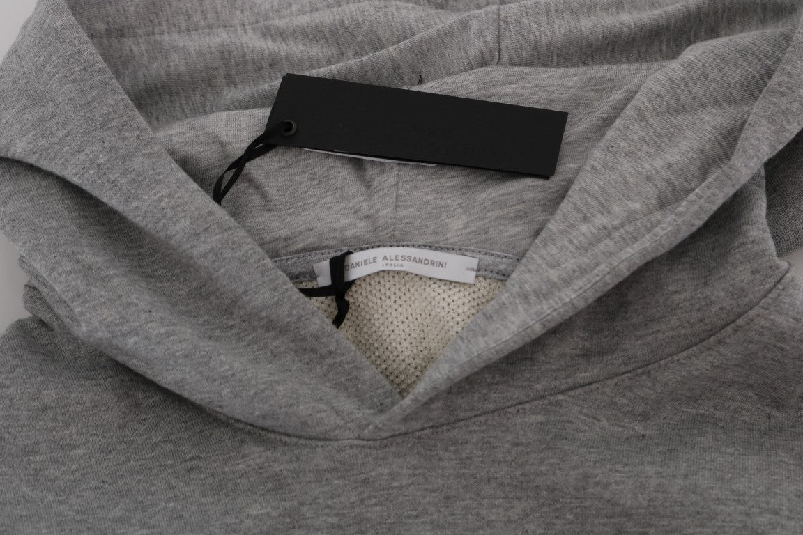 Daniele Alessandrini Gray Pullover Hodded Cotton Sweater Daniele Alessandrini