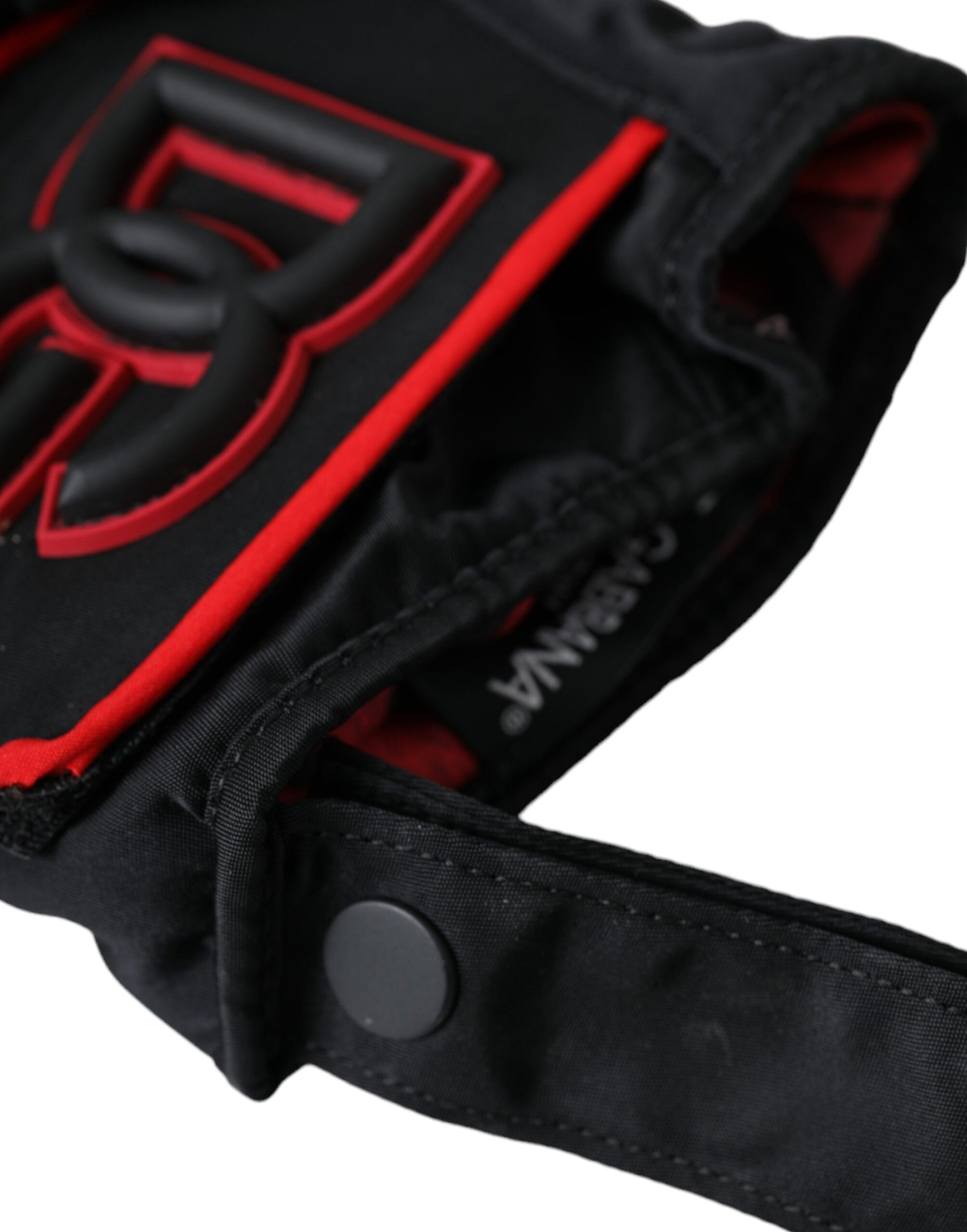 Dolce & Gabbana Black Red Nylon Wrist Length Gloves Dolce & Gabbana