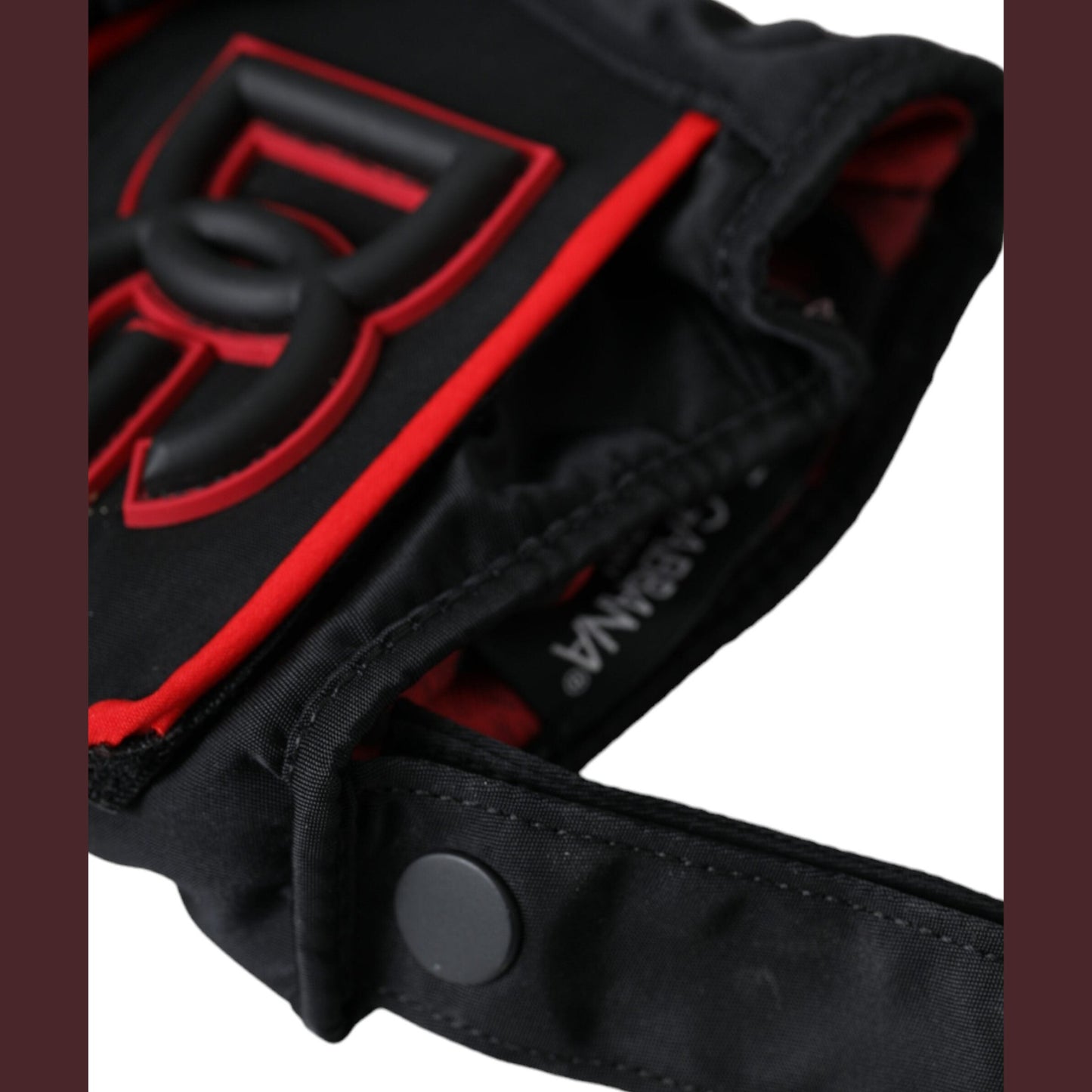 Dolce & Gabbana Black Red Nylon Wrist Length Gloves