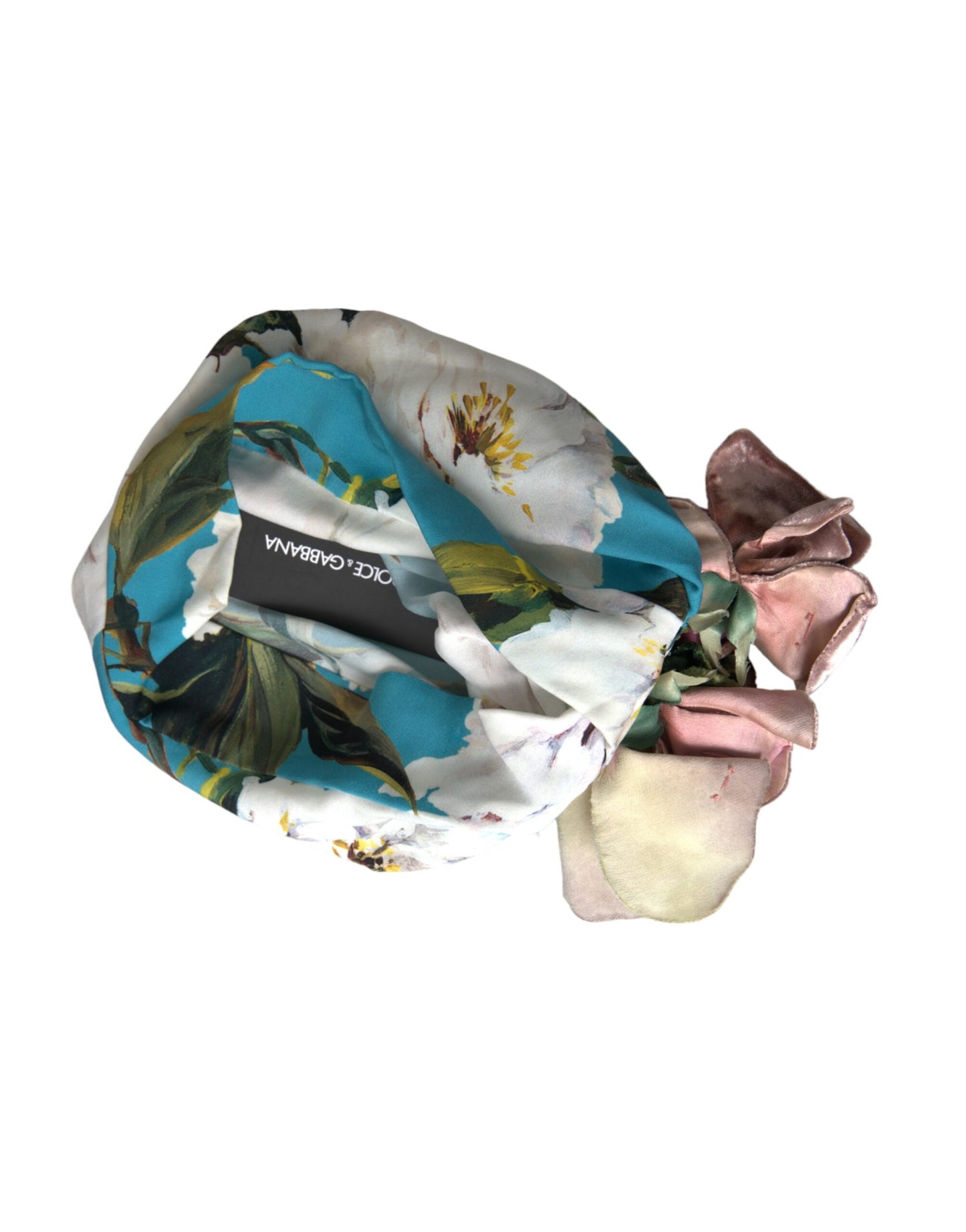 Dolce & Gabbana Blue Floral Motif Turban Head Hat Women Dolce & Gabbana
