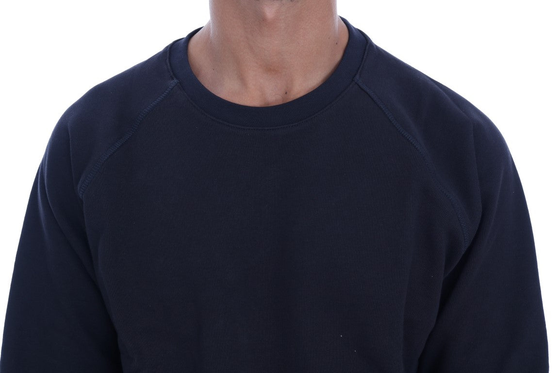 Daniele Alessandrini Blue Crewneck Cotton Sweater Daniele Alessandrini