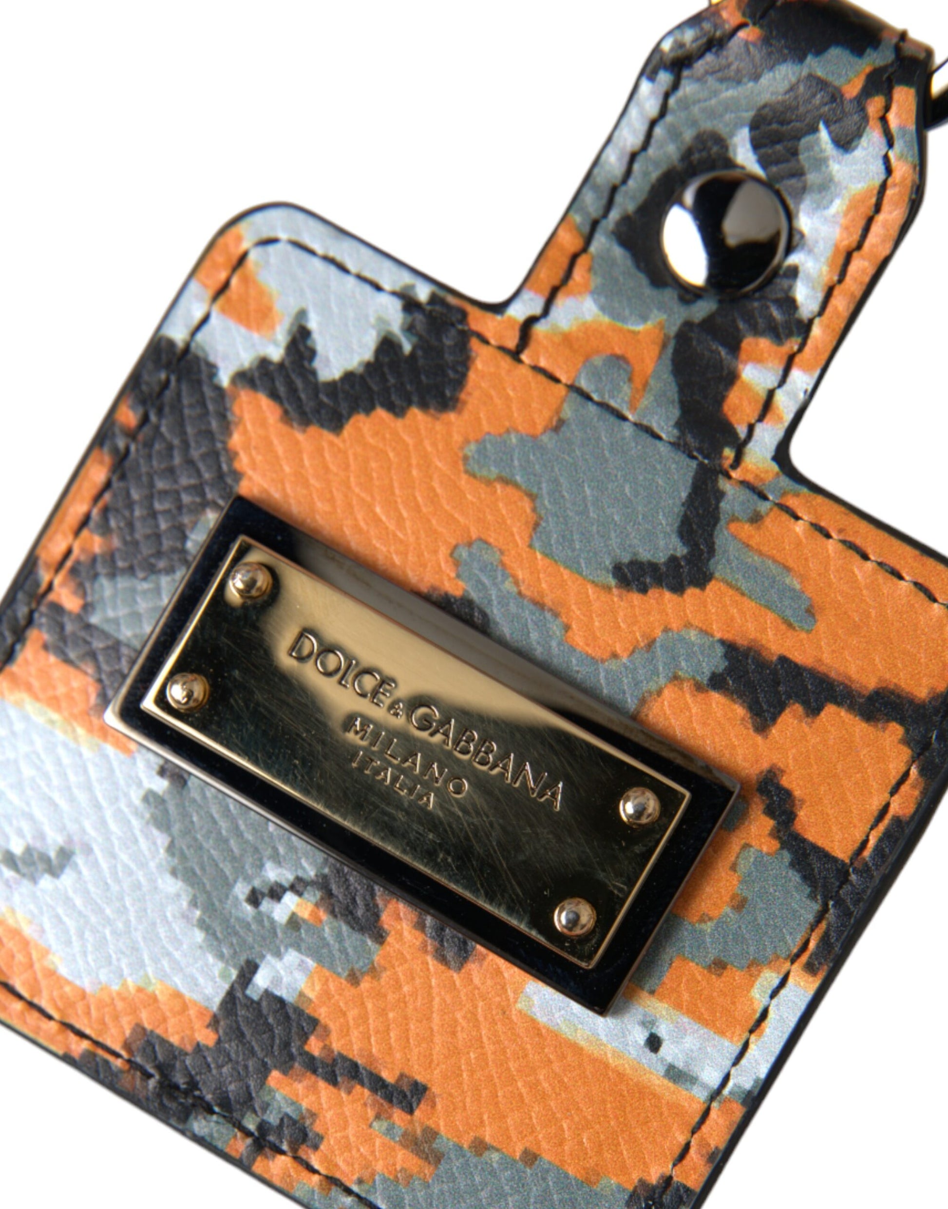 Dolce & Gabbana Multicolor Camouflage Print Leather Logo Metal Airpods Case Dolce & Gabbana