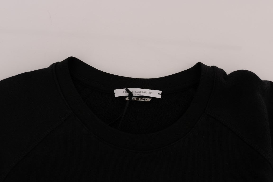 Daniele Alessandrini Black Crewneck Cotton Pullover Sweater Daniele Alessandrini