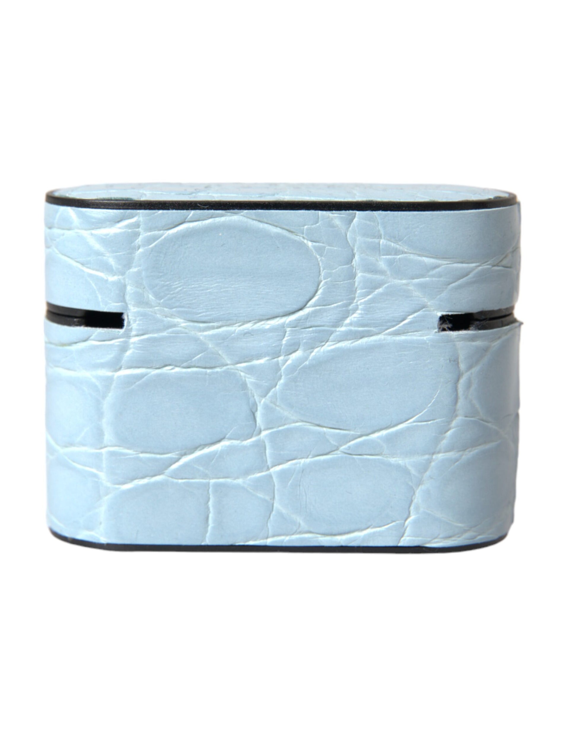 Dolce & Gabbana Light Blue Leather Metal Logo Plaque Airpods Case Dolce & Gabbana