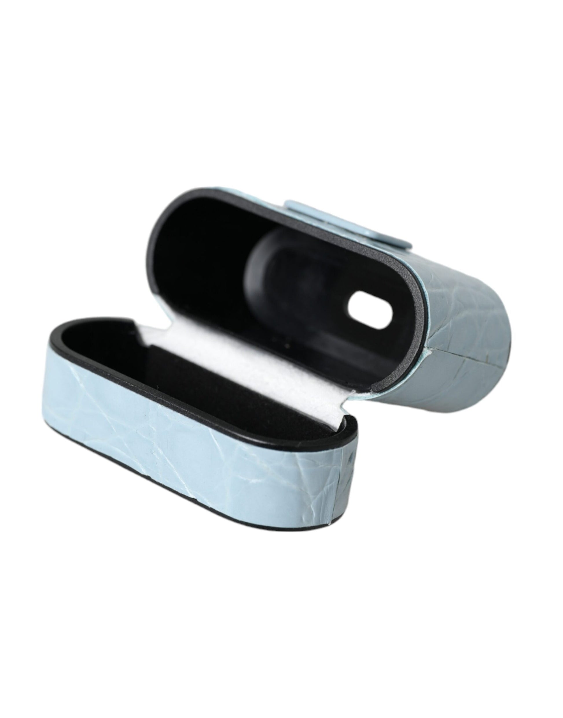 Dolce & Gabbana Light Blue Leather Metal Logo Plaque Airpods Case Dolce & Gabbana