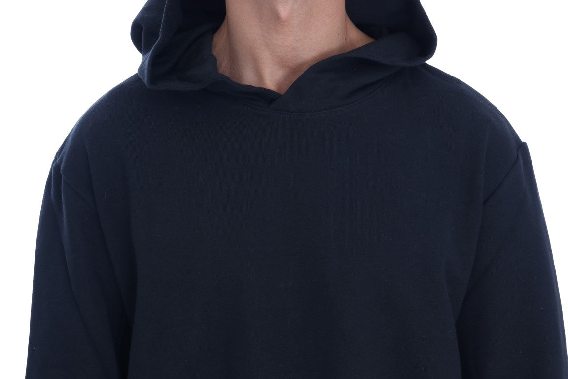 Daniele Alessandrini Black Gym Casual Hooded Cotton Sweater Daniele Alessandrini