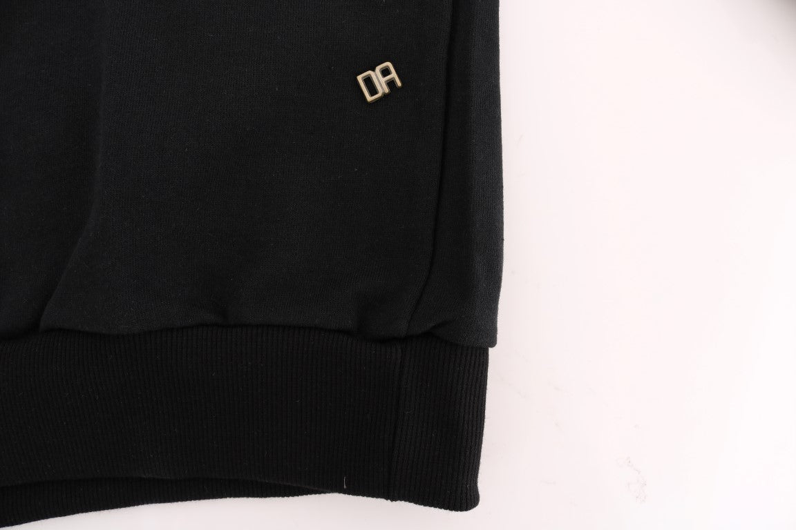 Daniele Alessandrini Black Gym Casual Hooded Cotton Sweater Daniele Alessandrini