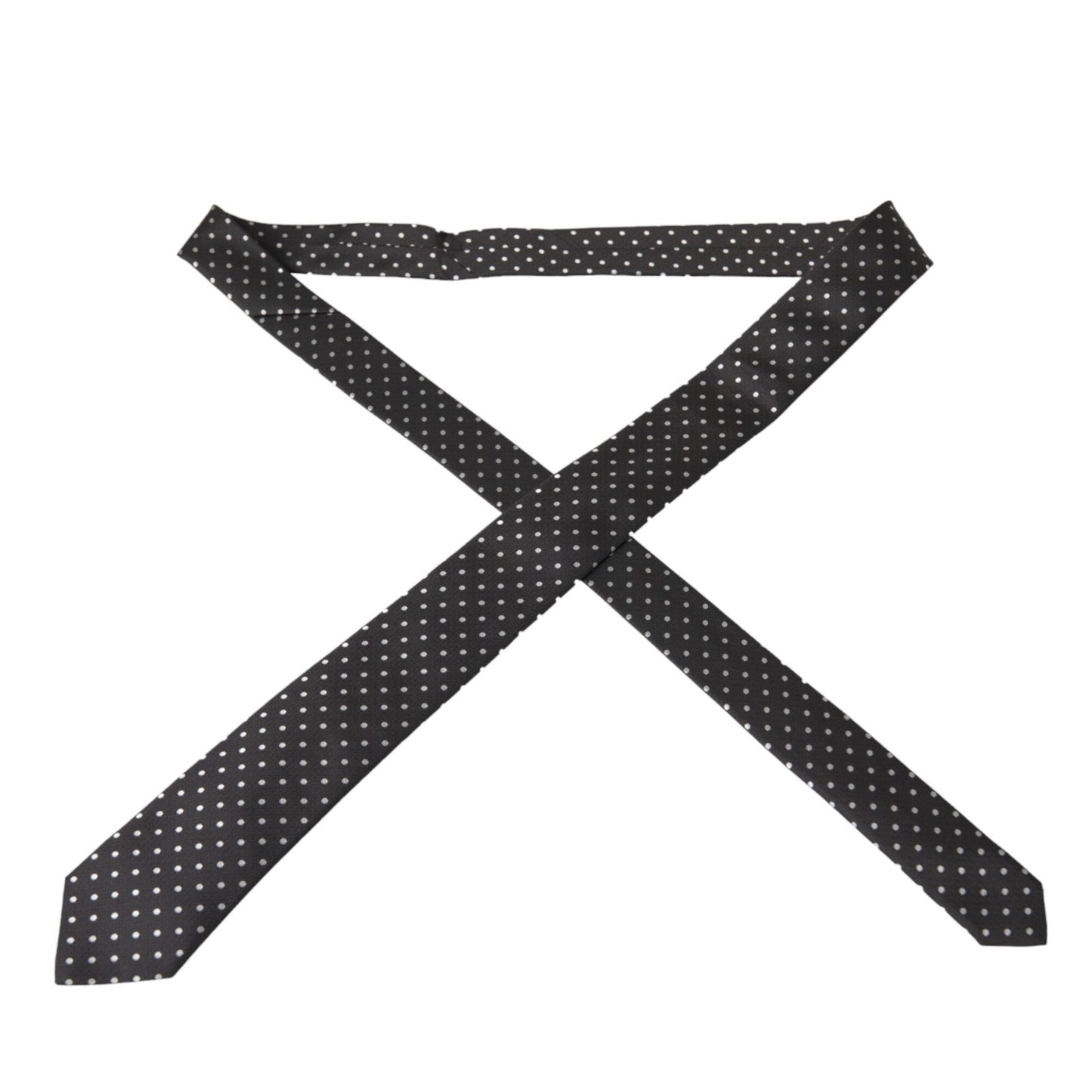 Dolce & Gabbana Black White Polka Dots 100% Silk Necktie Face Mask