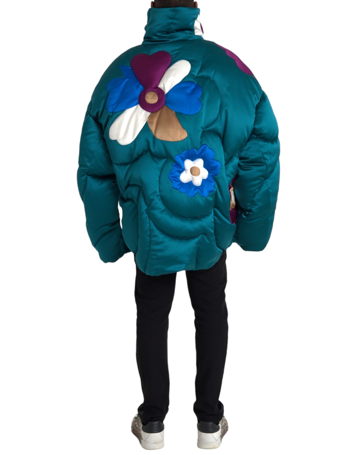 Dolce & Gabbana Multicolor Floral Windbreaker Puffer Jacket Dolce & Gabbana