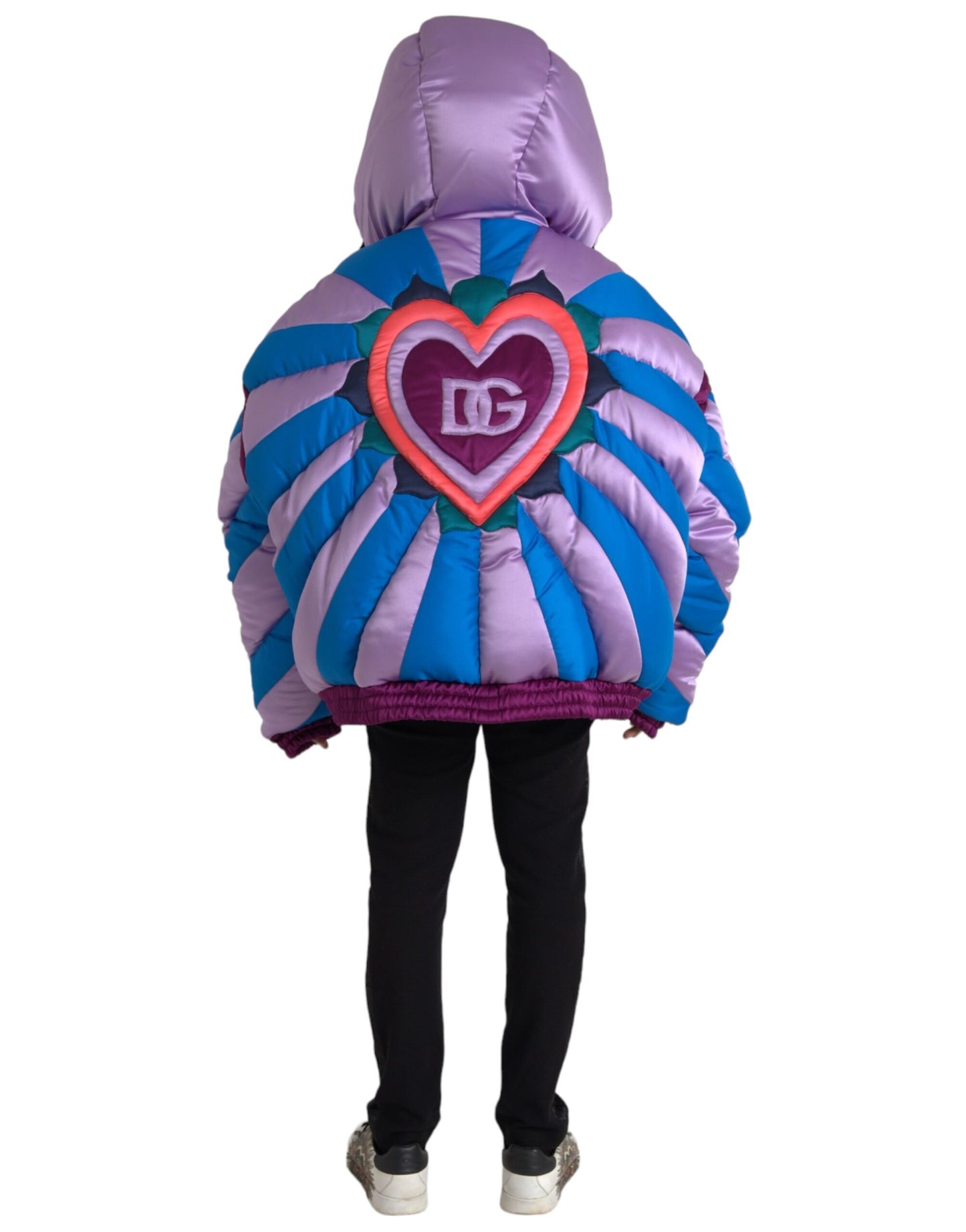 Dolce & Gabbana Multicolor Heart Logo Hooded Puffer Jacket Dolce & Gabbana