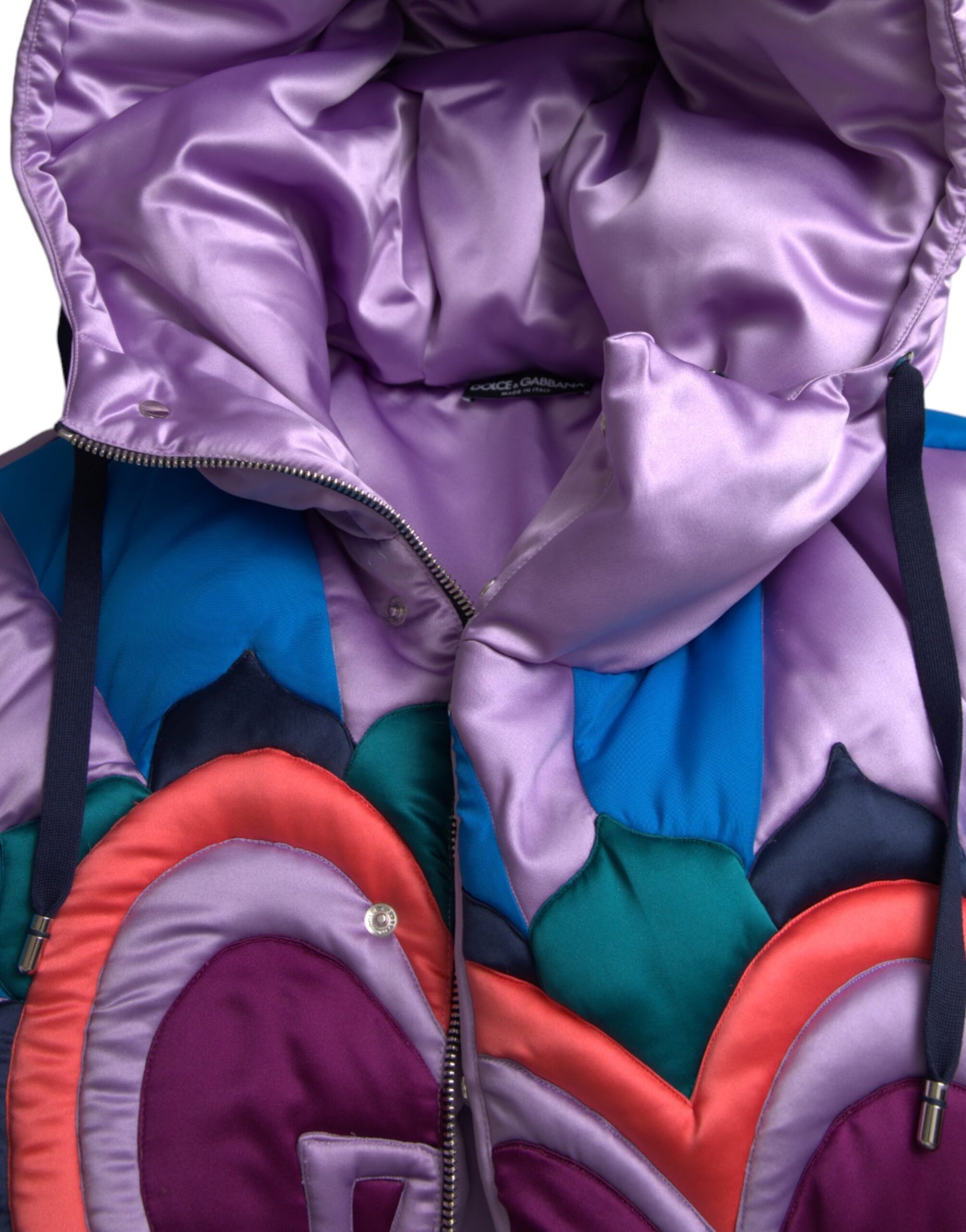 Dolce & Gabbana Multicolor Heart Logo Hooded Puffer Jacket Dolce & Gabbana