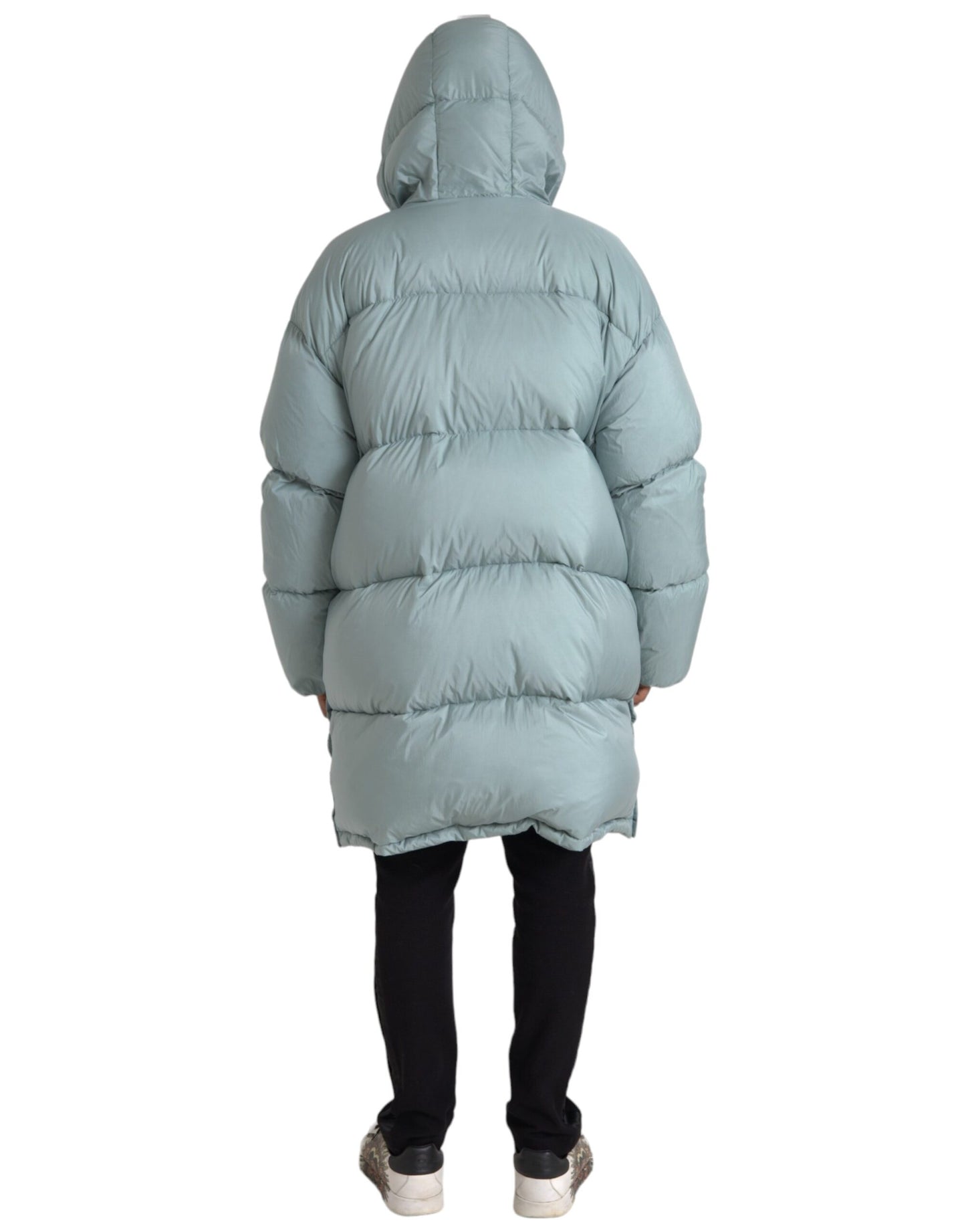 Dolce & Gabbana Light Blue Quilted Hooded Puffer Jacket Men Dolce & Gabbana