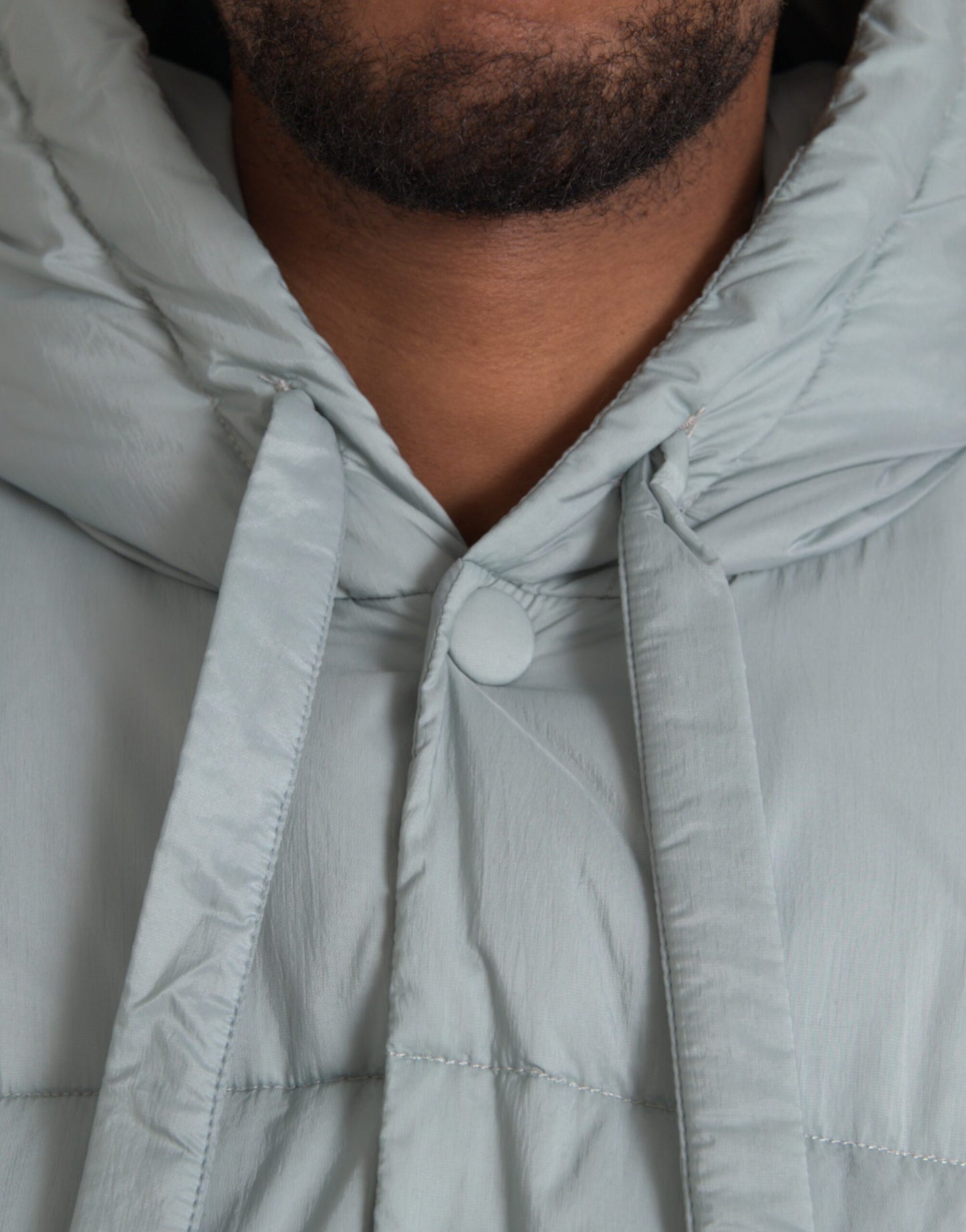Dolce & Gabbana Light Blue Quilted Hooded Puffer Jacket Men Dolce & Gabbana
