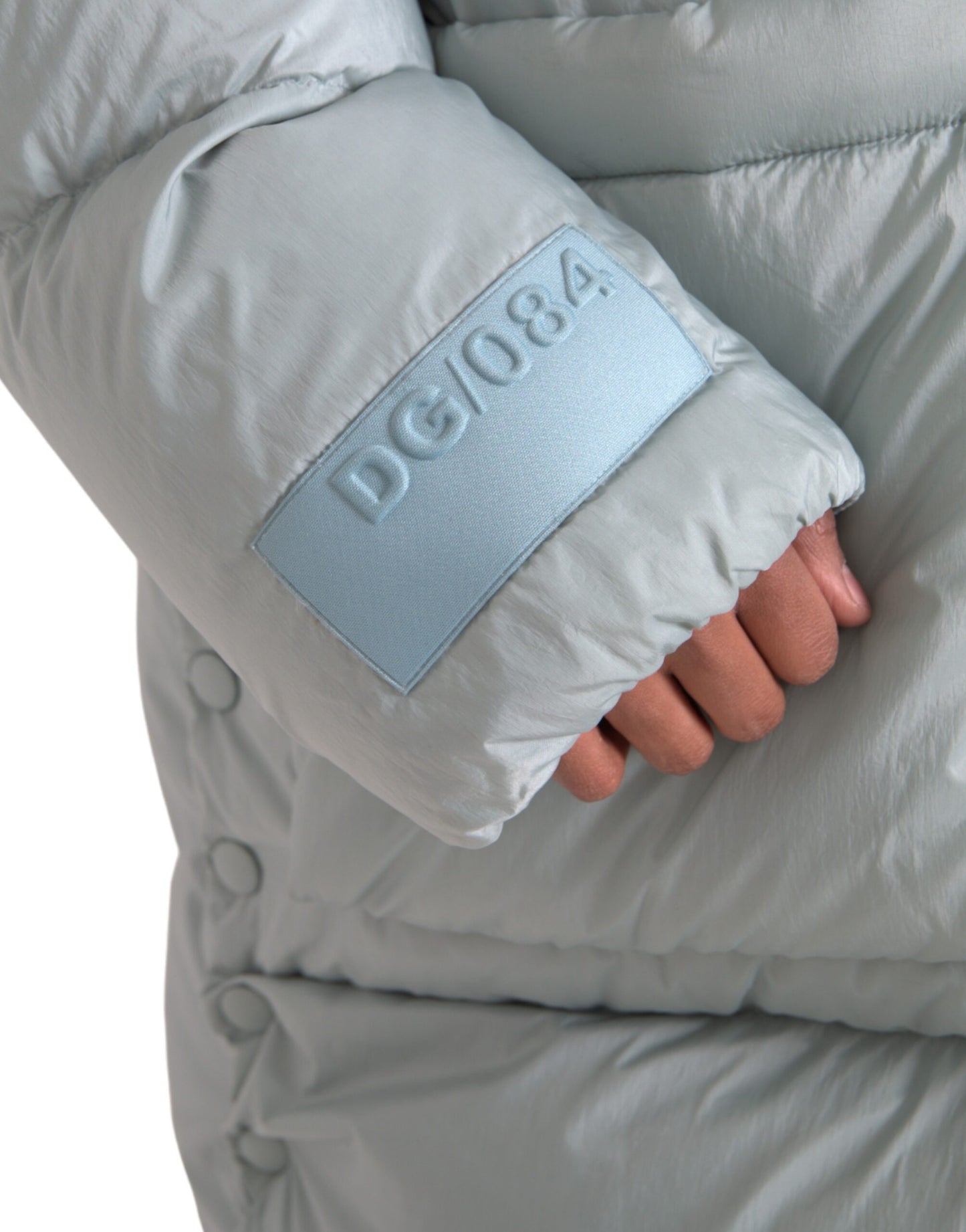 Dolce & Gabbana Light Blue Quilted Hooded Puffer Jacket Men Dolce & Gabbana