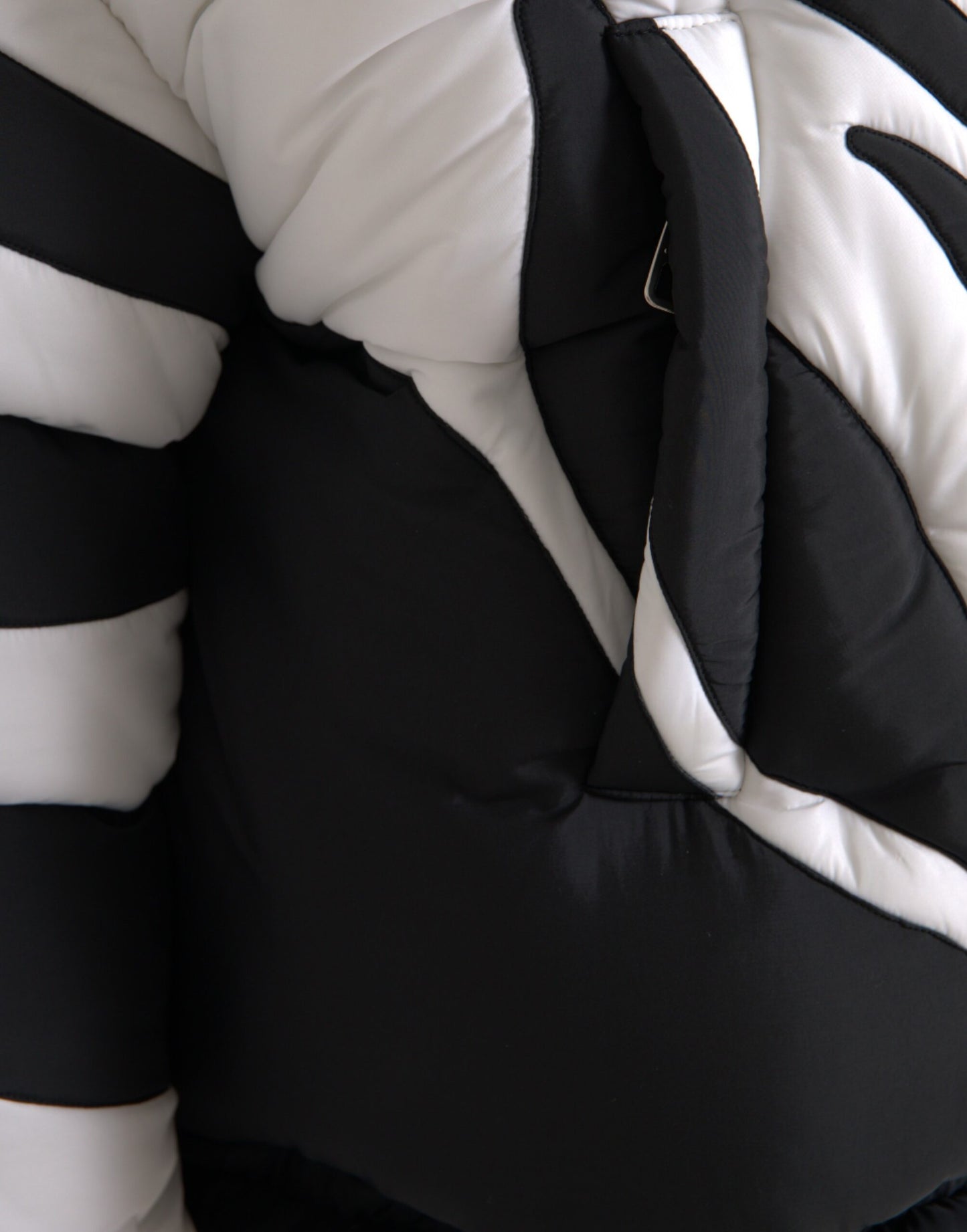 Dolce & Gabbana Black White Stripes Hooded Puffer Jacket Dolce & Gabbana