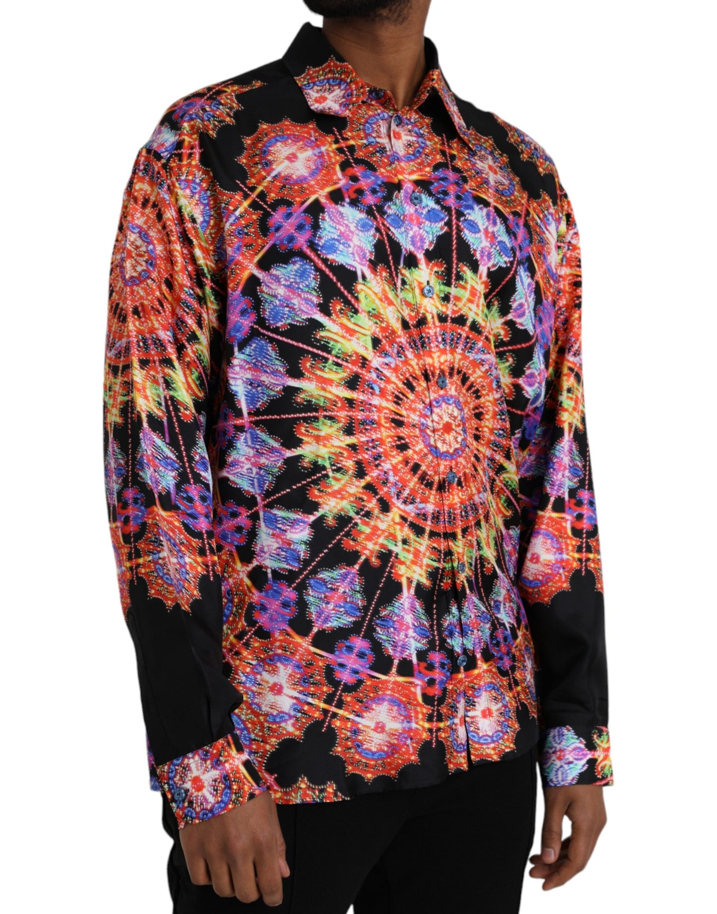 Dolce & Gabbana Multicolor Luminarie Silk Men Casual Shirt Dolce & Gabbana
