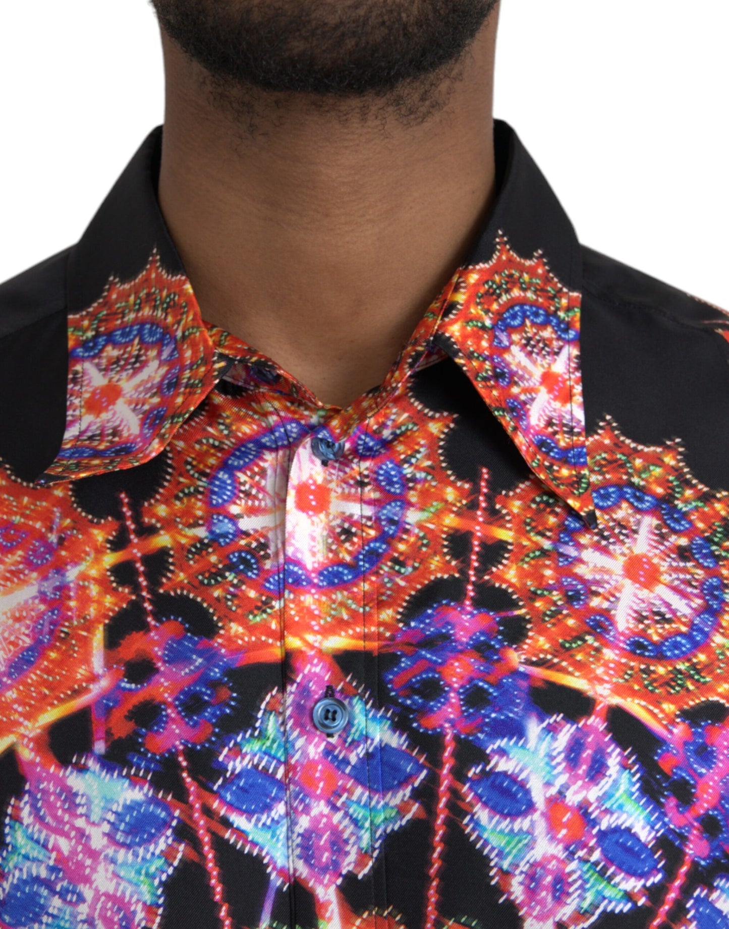 Dolce & Gabbana Multicolor Luminarie Silk Men Casual Shirt Dolce & Gabbana