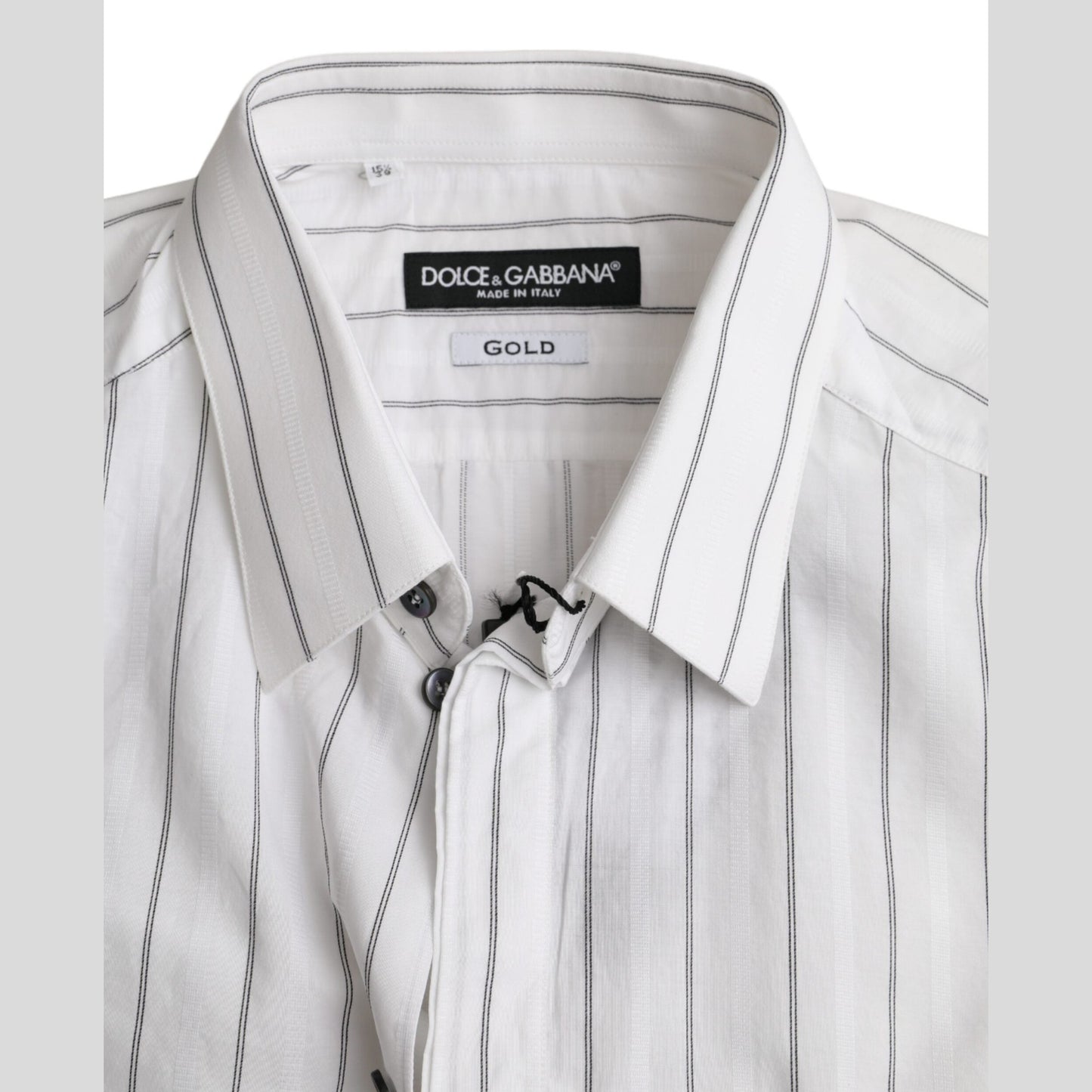 Dolce & Gabbana Black White Striped Formal Dress GOLD Shirt