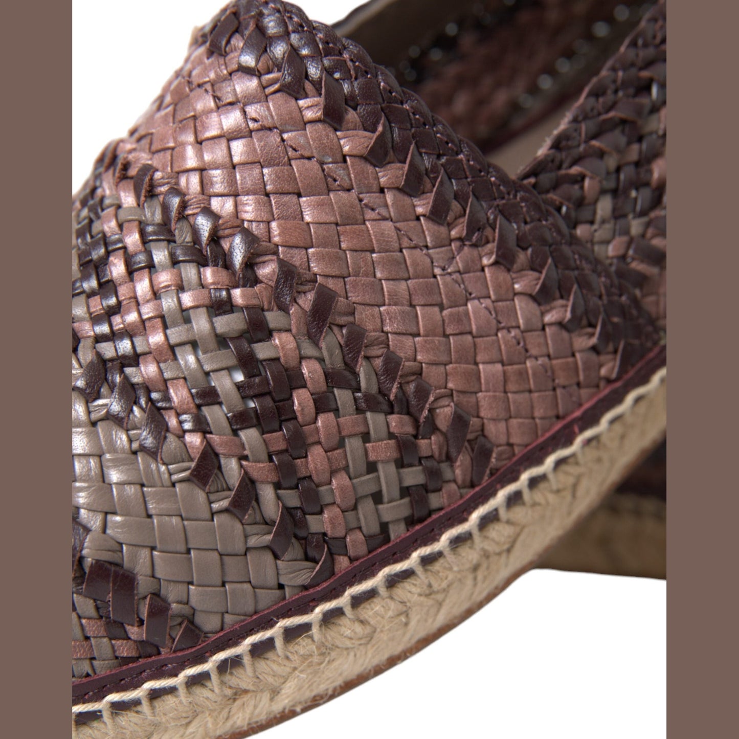 Dolce & Gabbana Brown Buffalo Leather Espadrille Flats Shoes Dolce & Gabbana