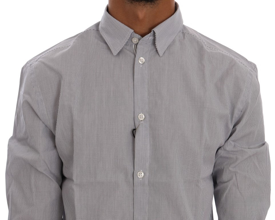 Frankie Morello White Blue Check Casual Cotton Regular Fit Shirt Frankie Morello