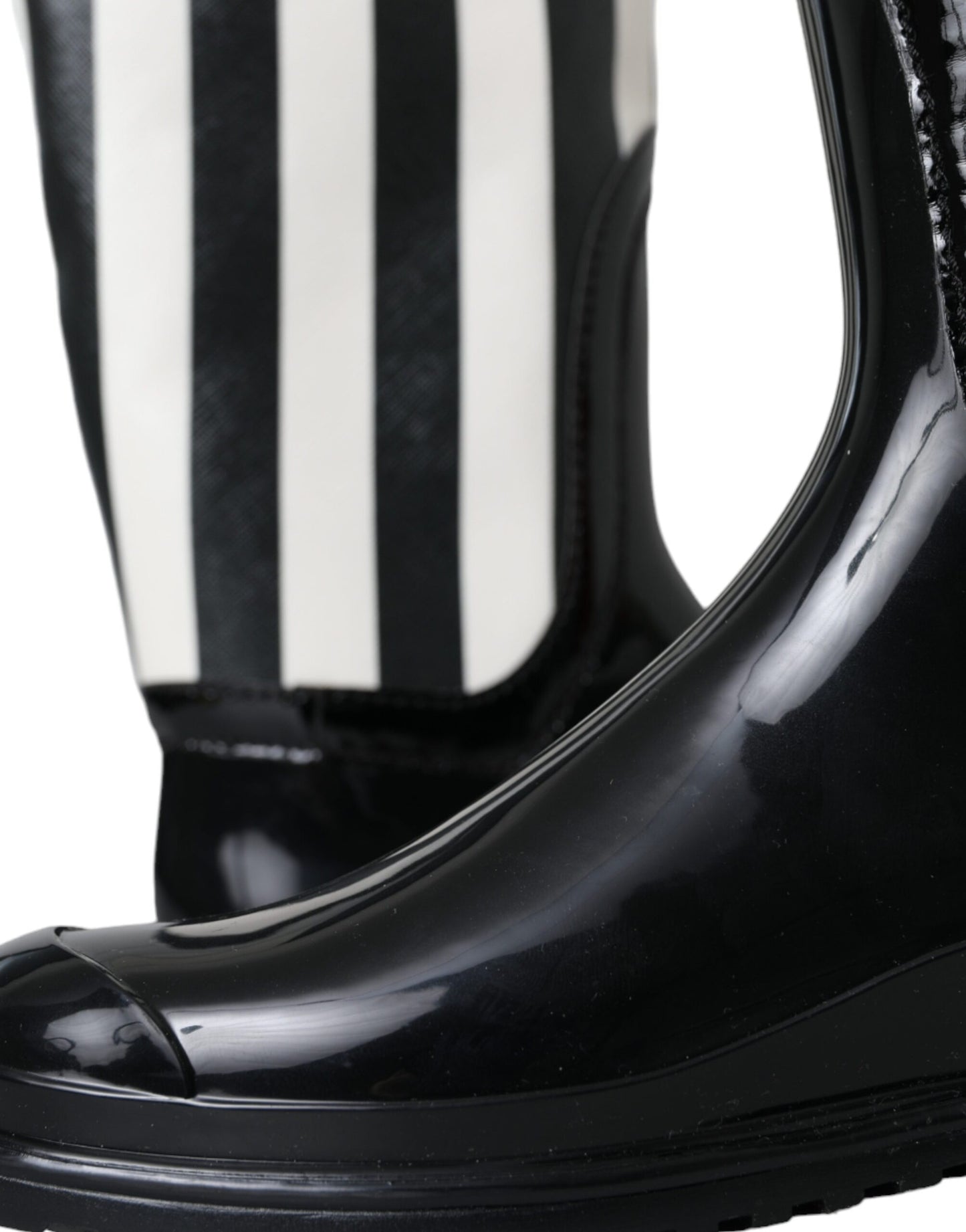 Dolce & Gabbana Black Rubber Knee High Flat Boots Shoes Dolce & Gabbana
