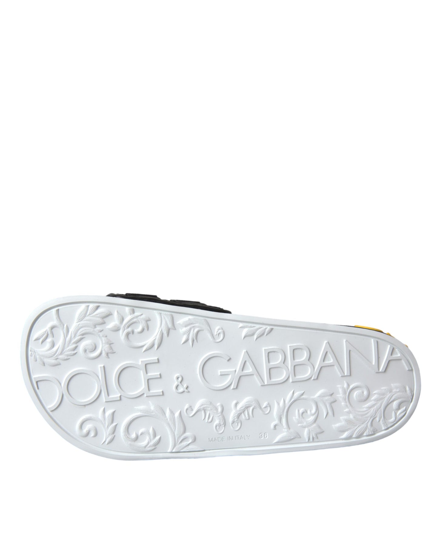 Dolce & Gabbana White Black Logo Beachwear Flats Sandals Shoes Dolce & Gabbana