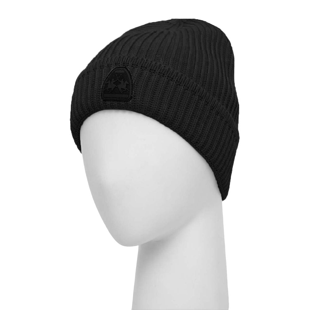 La Martina Black Acrylic Men Beanie La Martina