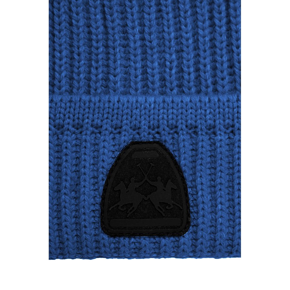 La Martina Blue Acrylic Men Beanie La Martina