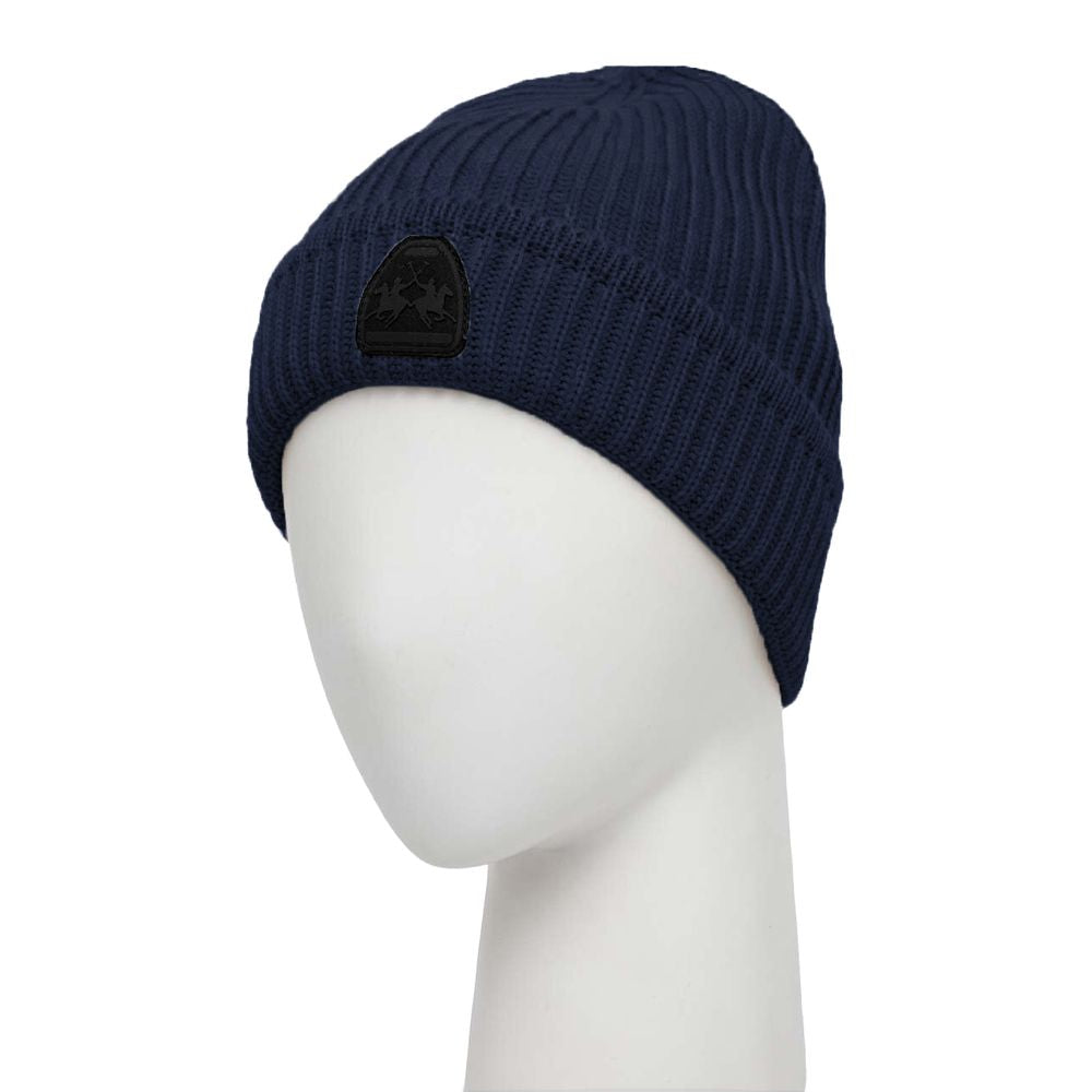 La Martina Blue Acrylic Men Beanie La Martina