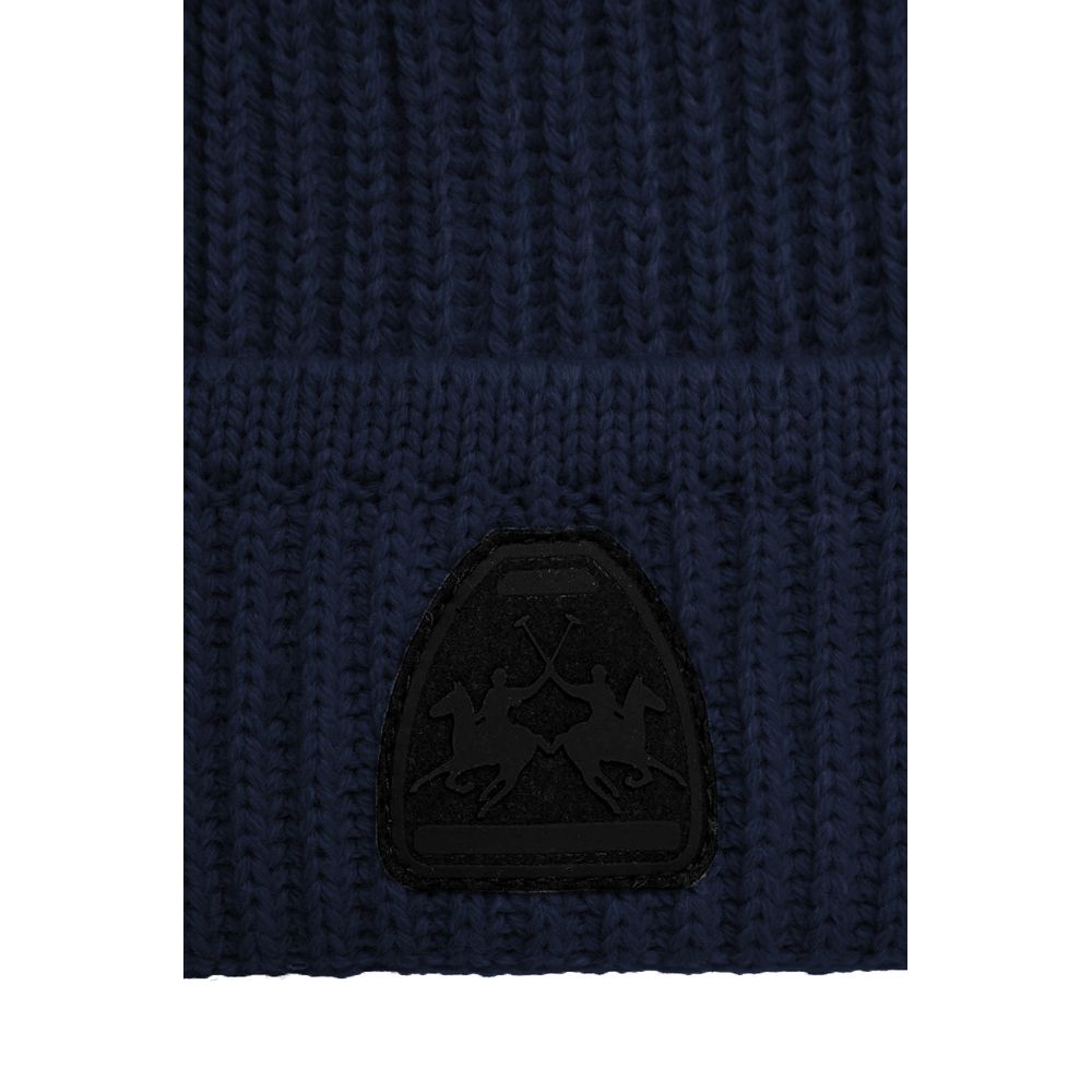 La Martina Blue Acrylic Men Beanie La Martina