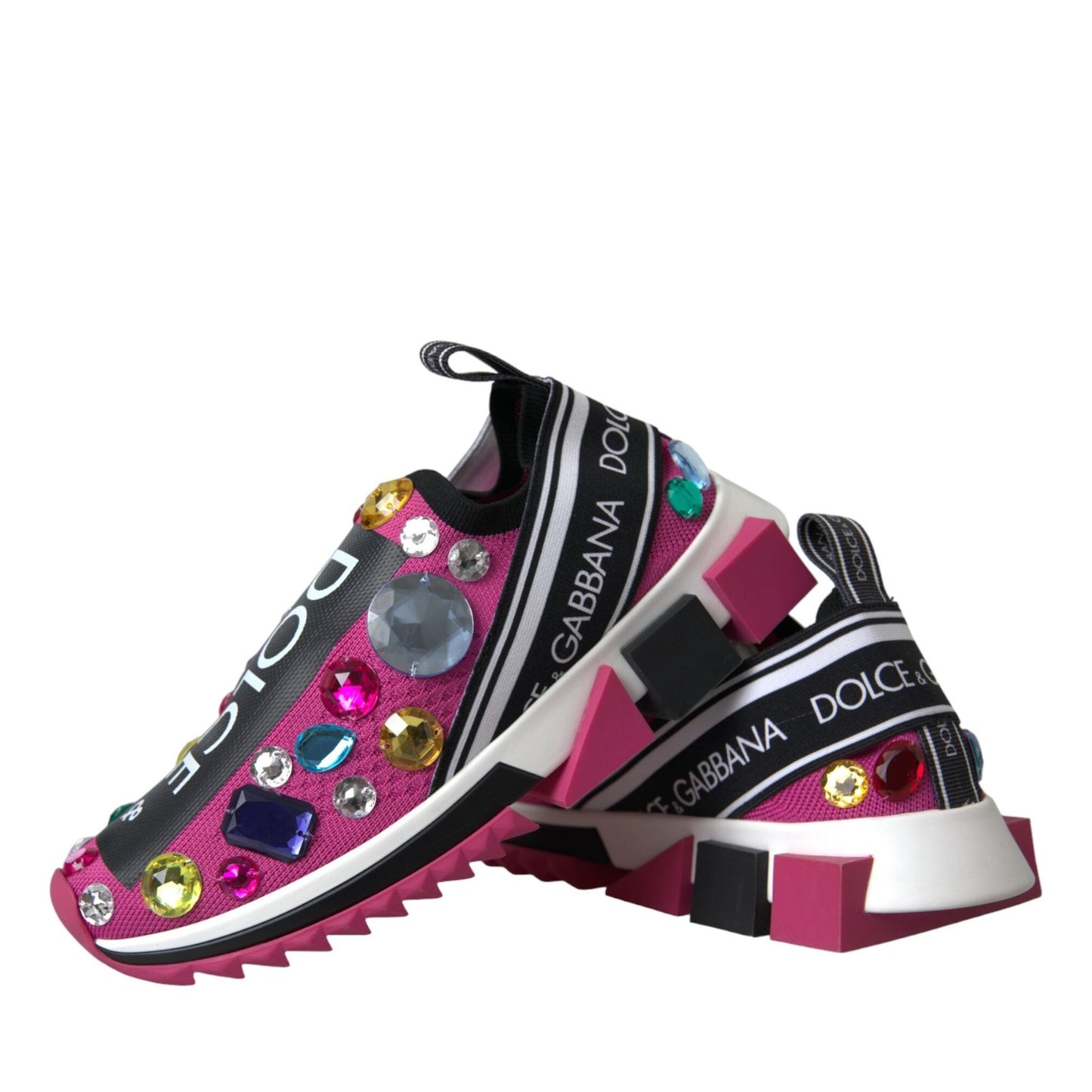 Dolce & Gabbana Pink Sorrento Crystals Sneakers Shoes