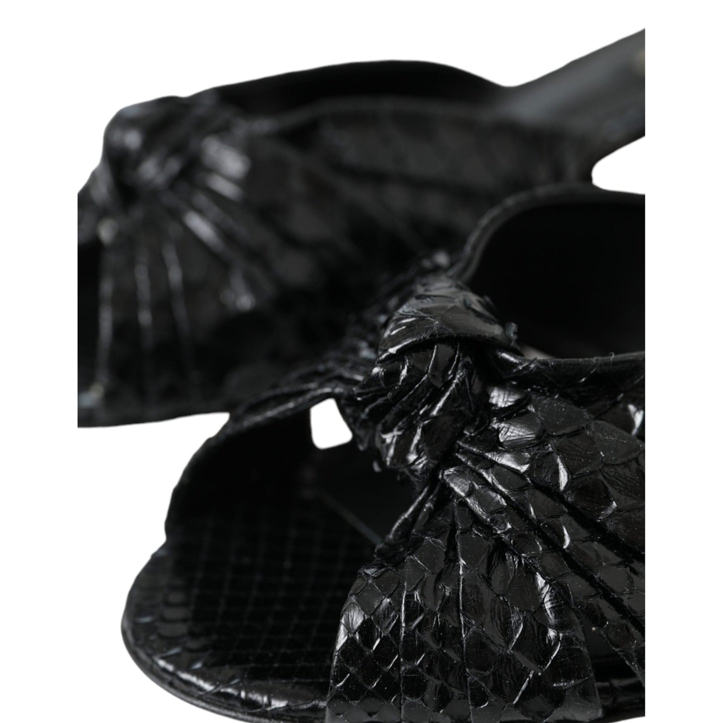 Dolce & Gabbana Black Exotic Leather Heels Slides Shoes
