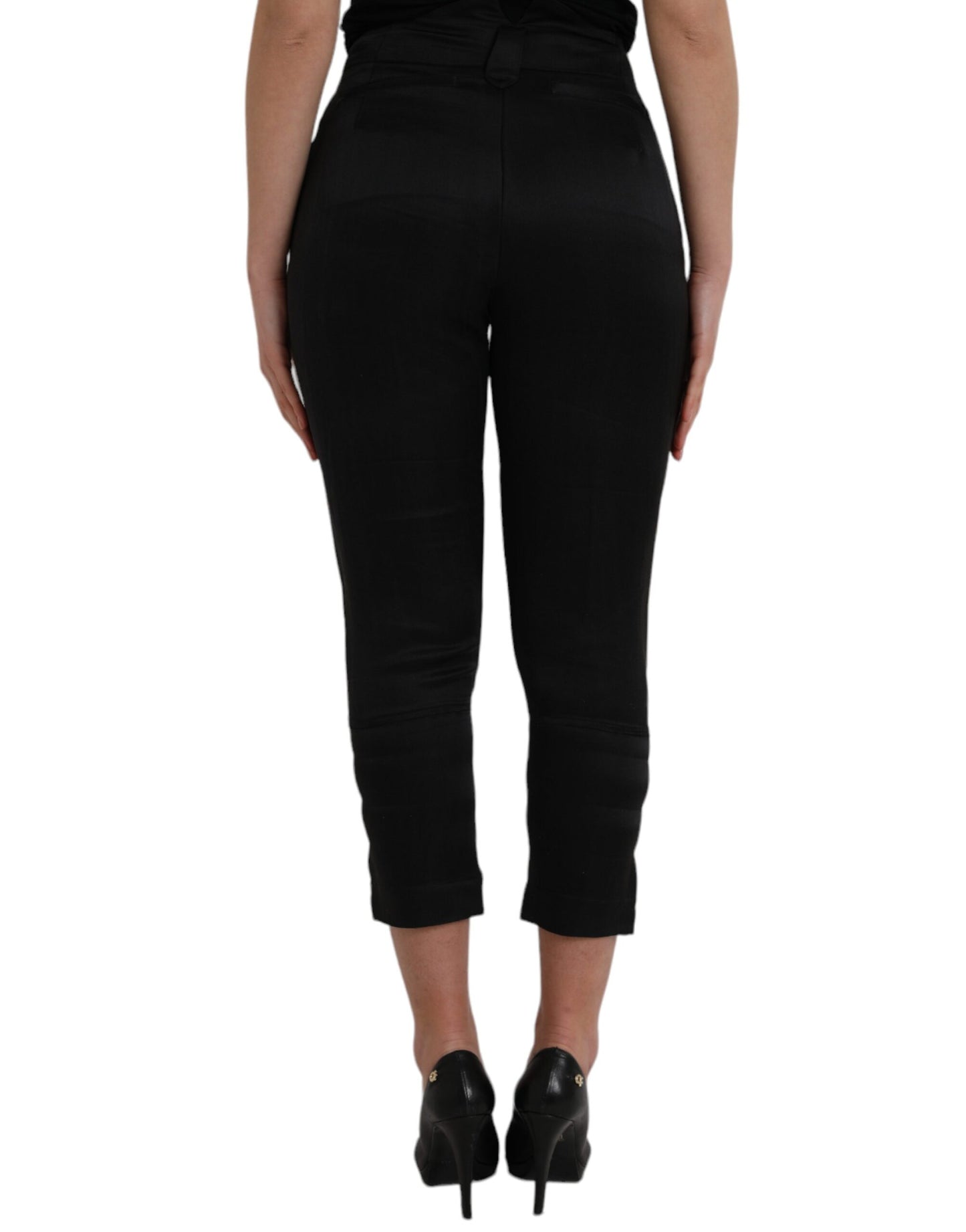 Ermanno Scervino Black High Waist Capri Cropped Pants Ermanno Scervino