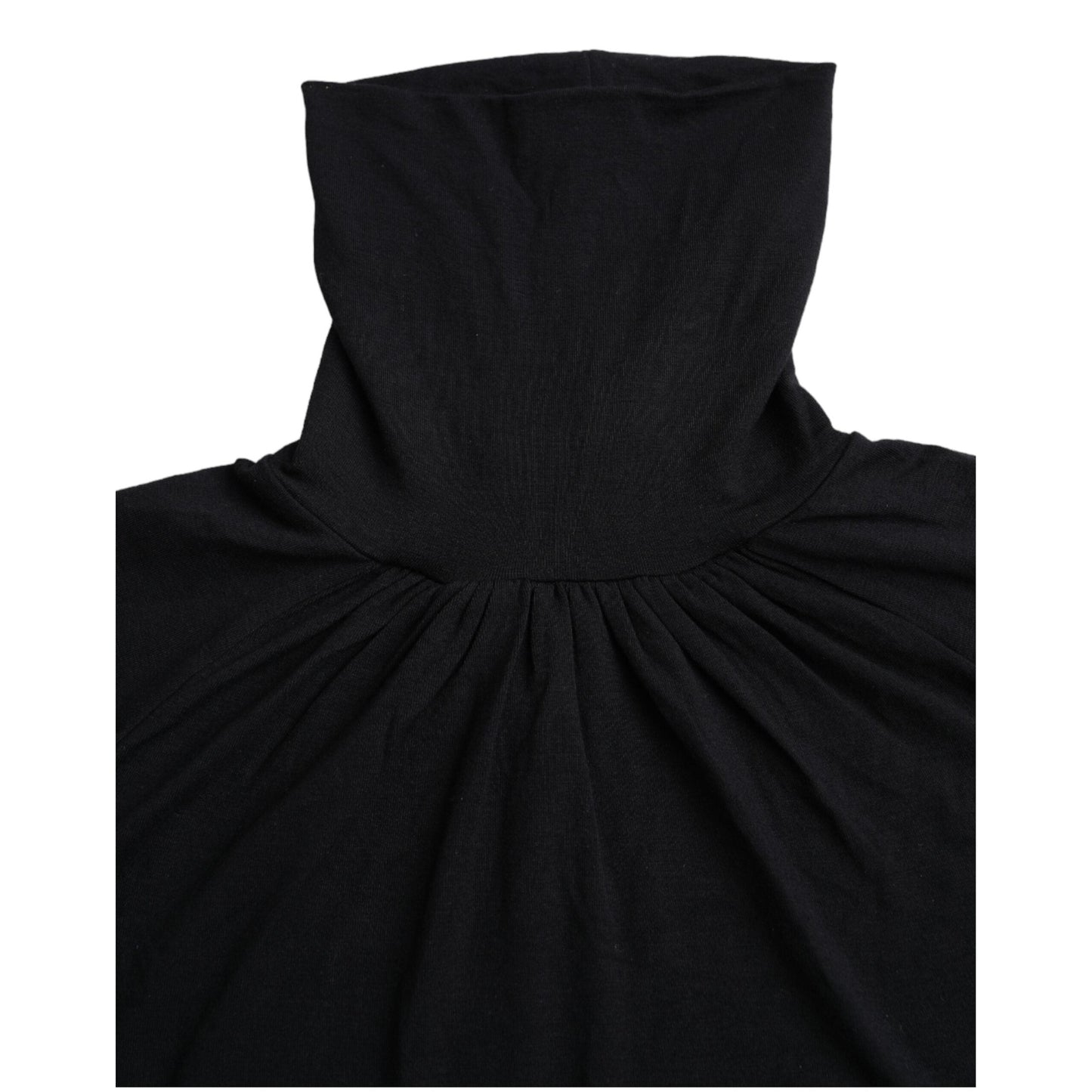 Costume National Black Turtleneck Viscose Short Sleeve Top