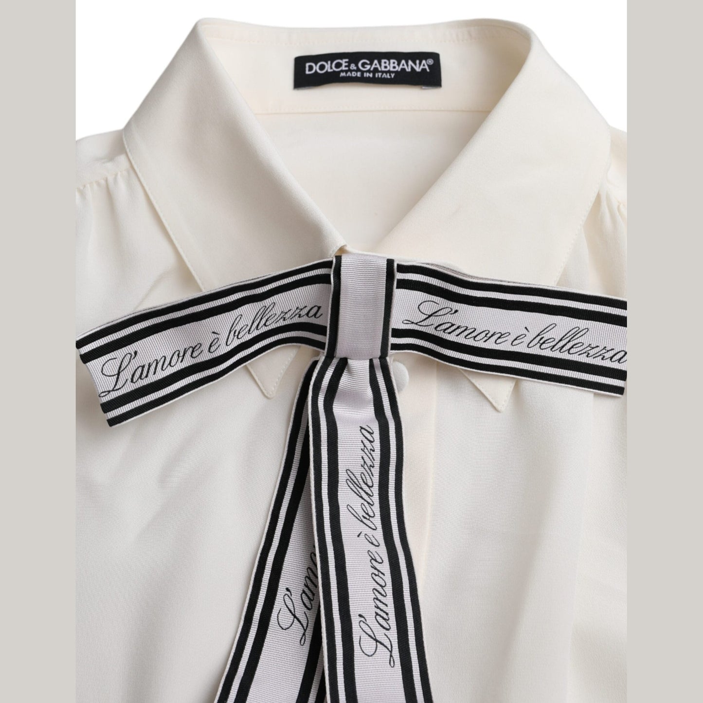 Dolce & Gabbana Off White Long Sleeve Button Down Blouse Top Dolce & Gabbana