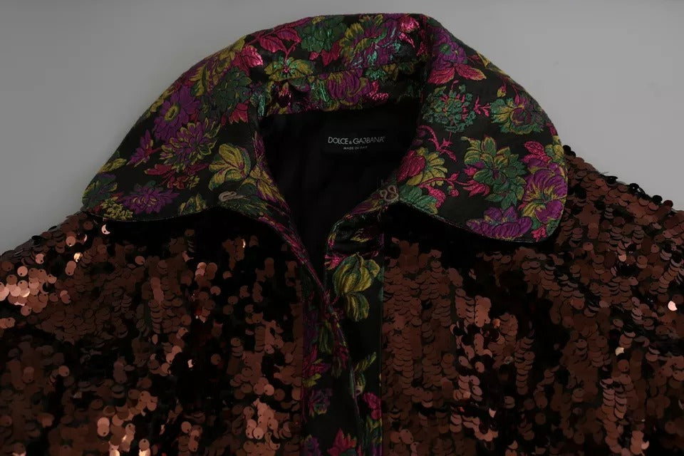 Dolce & Gabbana Multicolor Sequined Long Coat Jaquard Jacket Dolce & Gabbana