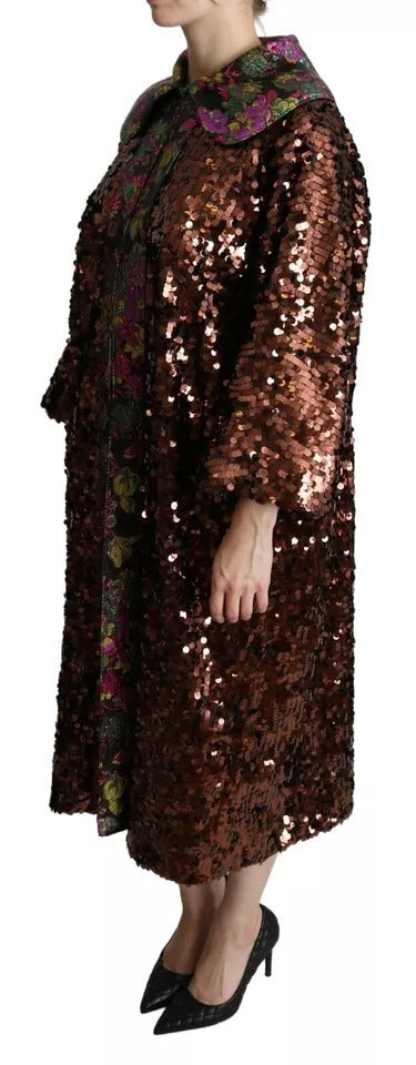 Dolce & Gabbana Multicolor Sequined Long Coat Jaquard Jacket Dolce & Gabbana